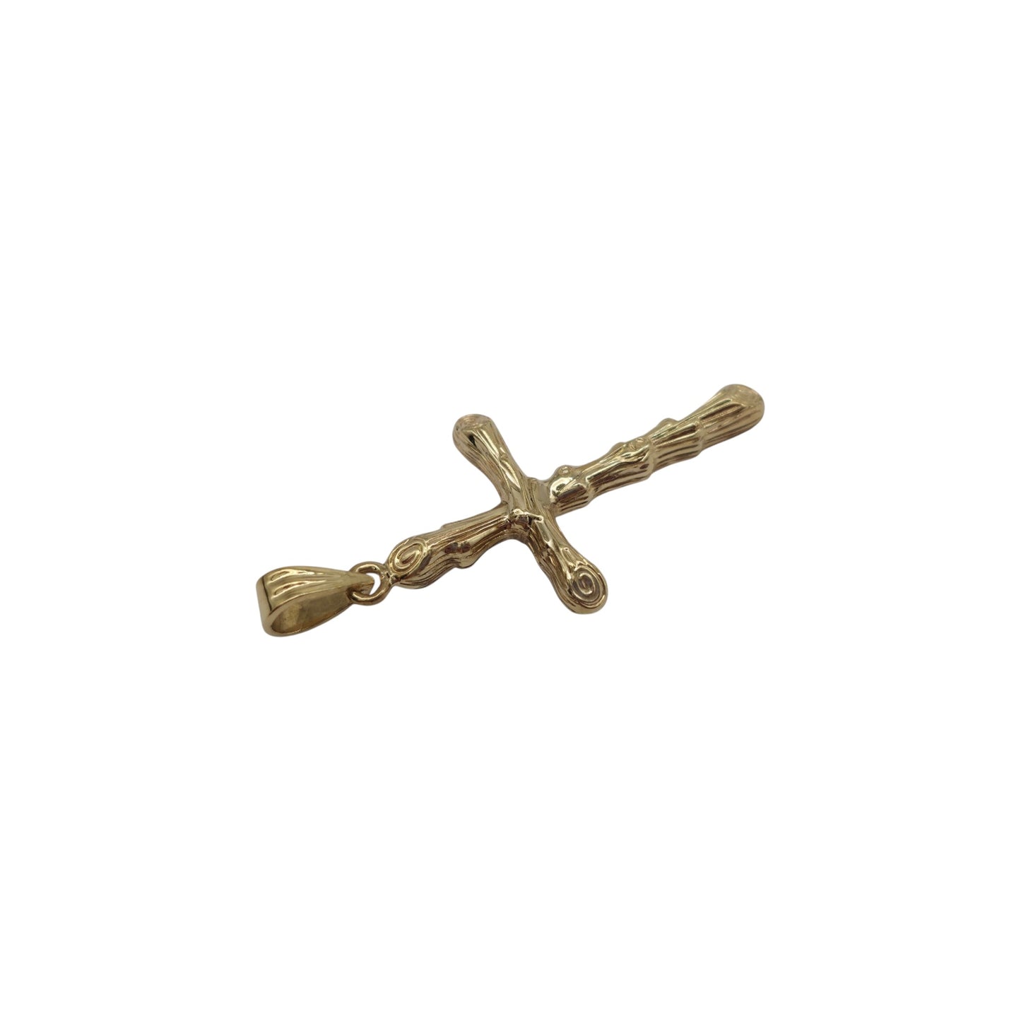 9ct 375 Yellow Gold Cross Pendant 1984 L 3.0 cm 2.0 g.