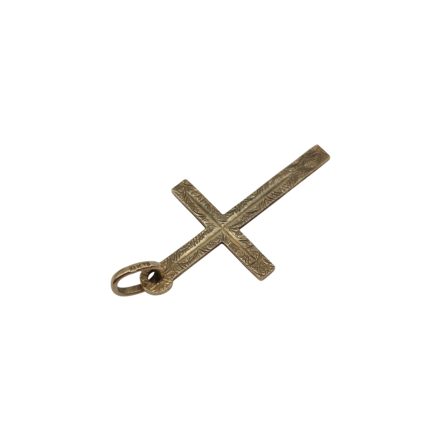 9ct 375 Yellow Gold Cross Pendant 1978 L 2.5 cm 1.1 g.