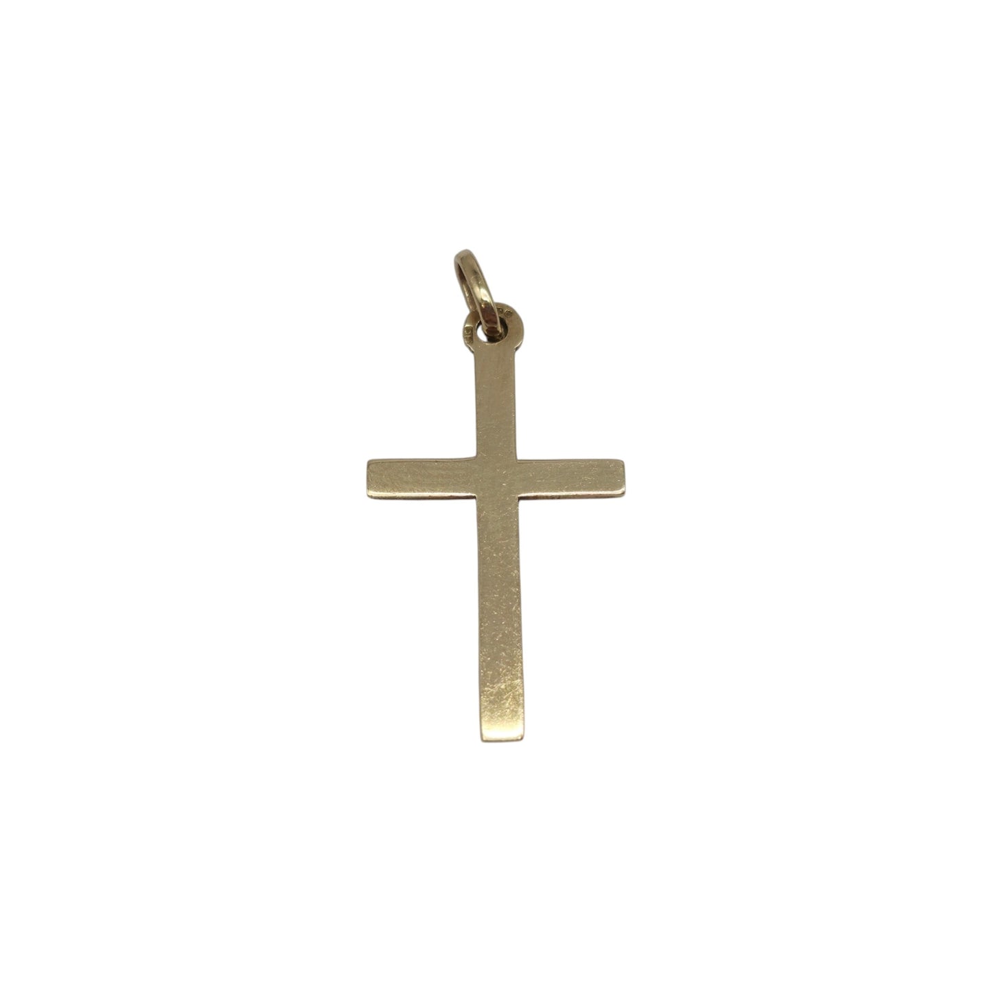 9ct 375 Yellow Gold Cross Pendant 1978 L 2.5 cm 1.1 g.