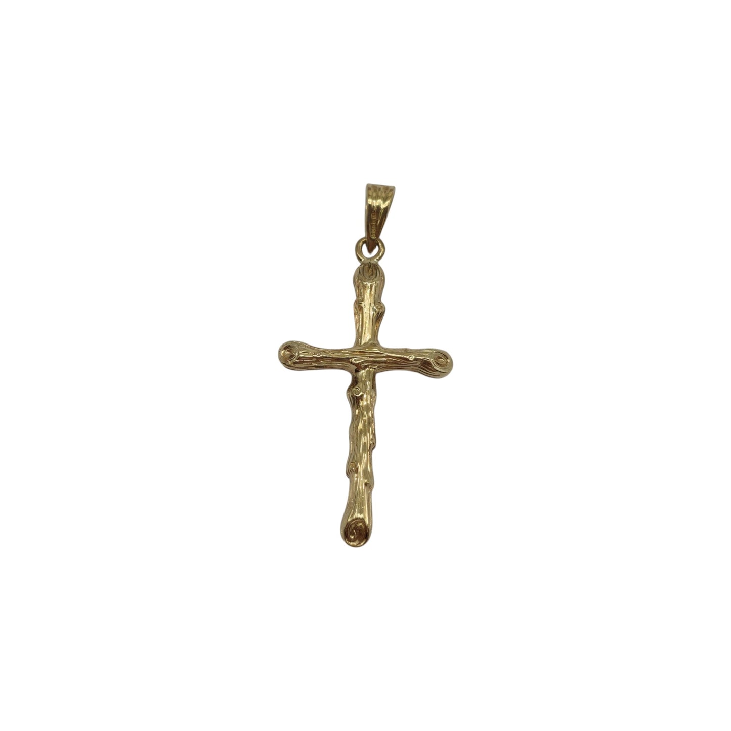 9ct 375 Yellow Gold Cross Pendant 1984 L 3.0 cm 2.0 g.