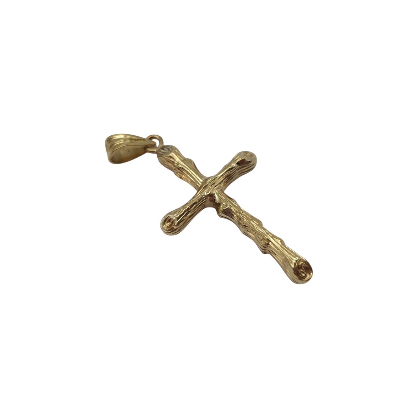 9ct 375 Yellow Gold Cross Pendant 1984 L 3.0 cm 2.0 g.