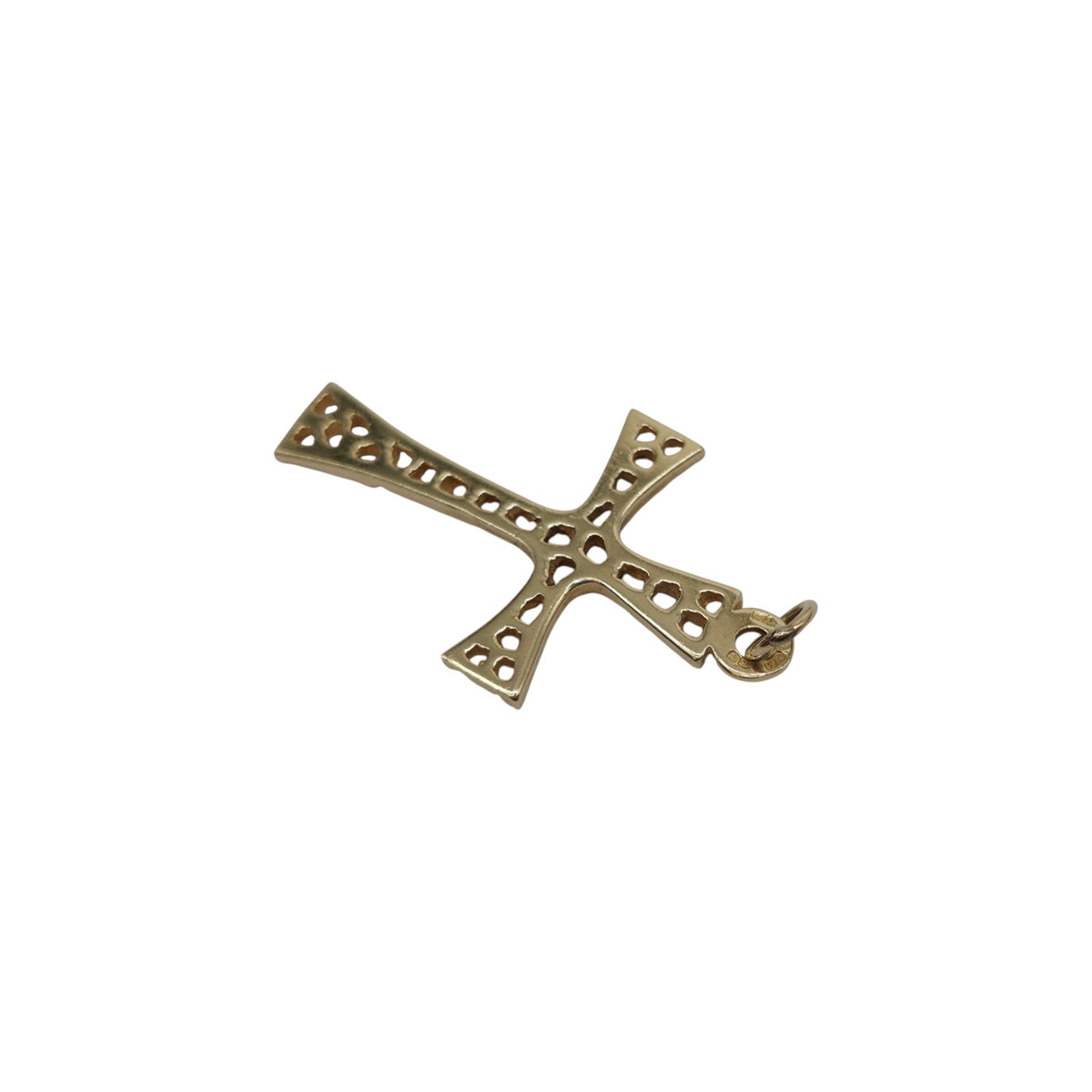 9ct 375 Yellow Gold Cross Pendant 1977 L 2.9 cm 2.2 g.