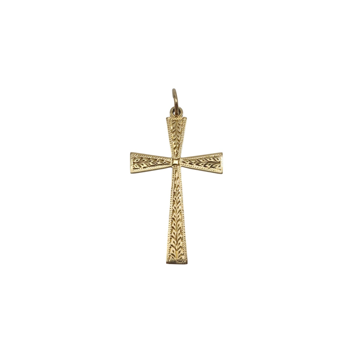 Chester 9ct 375 Yellow Gold Engraved Cross Pendant 1939 L 3.1 cm 2.2 g.