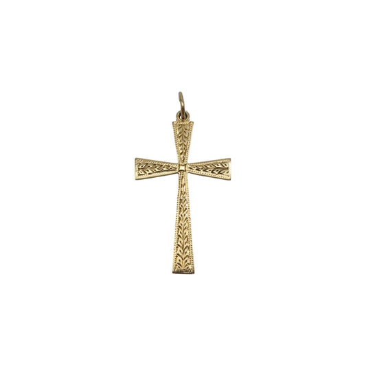 Chester 9ct 375 Yellow Gold Engraved Cross Pendant 1939 L 3.1 cm 2.2 g.