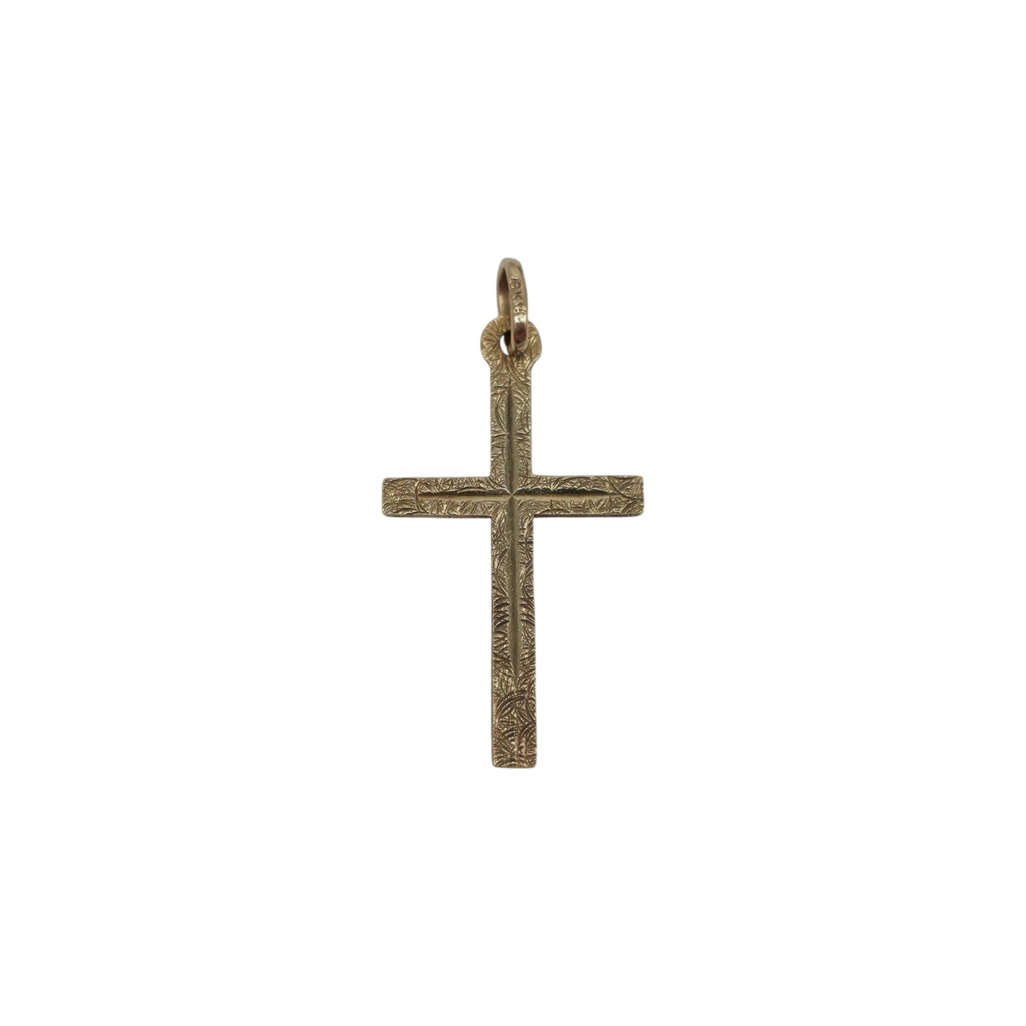 9ct 375 Yellow Gold Cross Pendant 1978 L 2.5 cm 1.1 g.