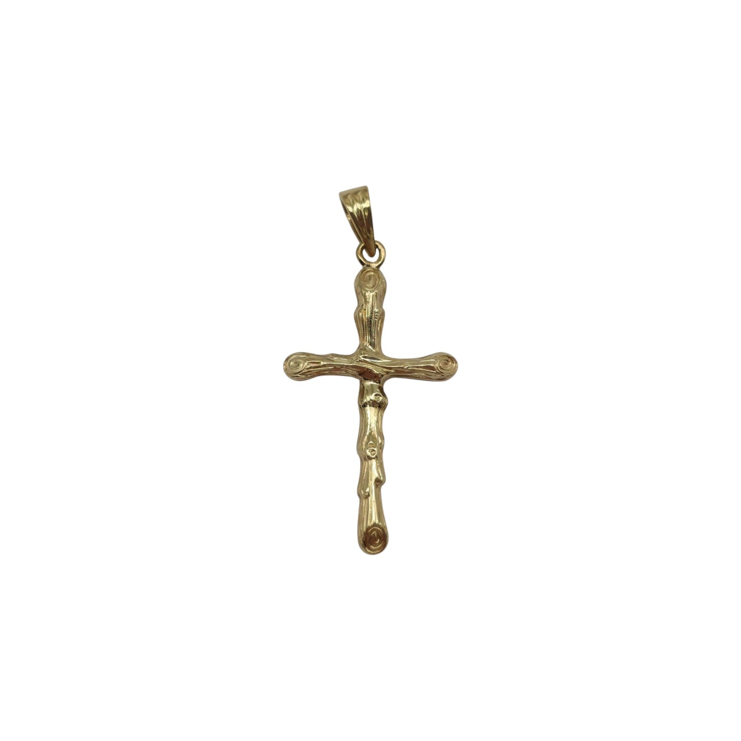 9ct 375 Yellow Gold Cross Pendant 1984 L 3.0 cm 2.0 g.