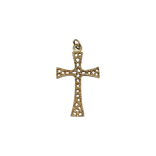 9ct 375 Yellow Gold Cross Pendant 1977 L 2.9 cm 2.2 g.
