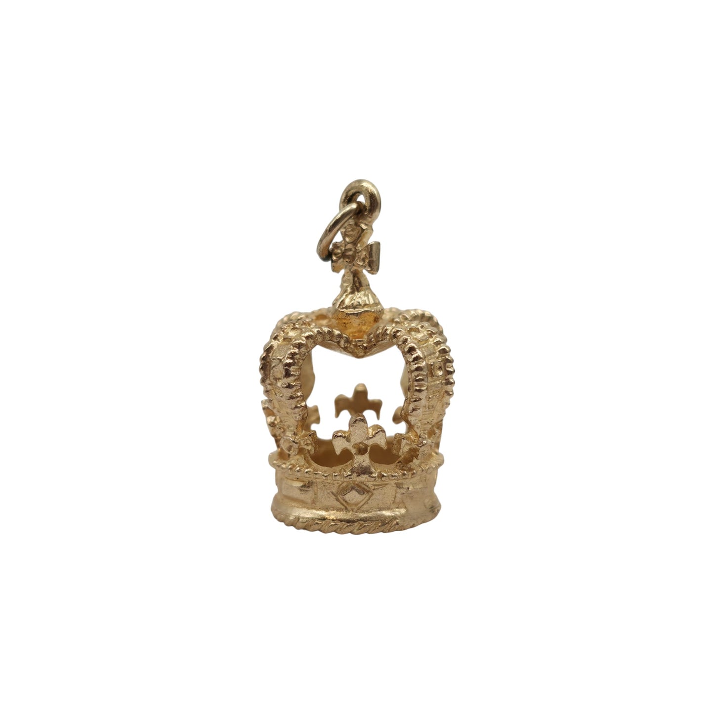 Large 9ct 375 Yellow Gold Crown Charm 1978 L 2.3 cm 6.0 g.
