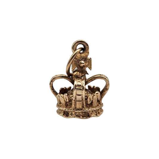 9ct 375 Yellow Gold Royal Crown Charm 1978 L 1.0 cm 1.6 g.
