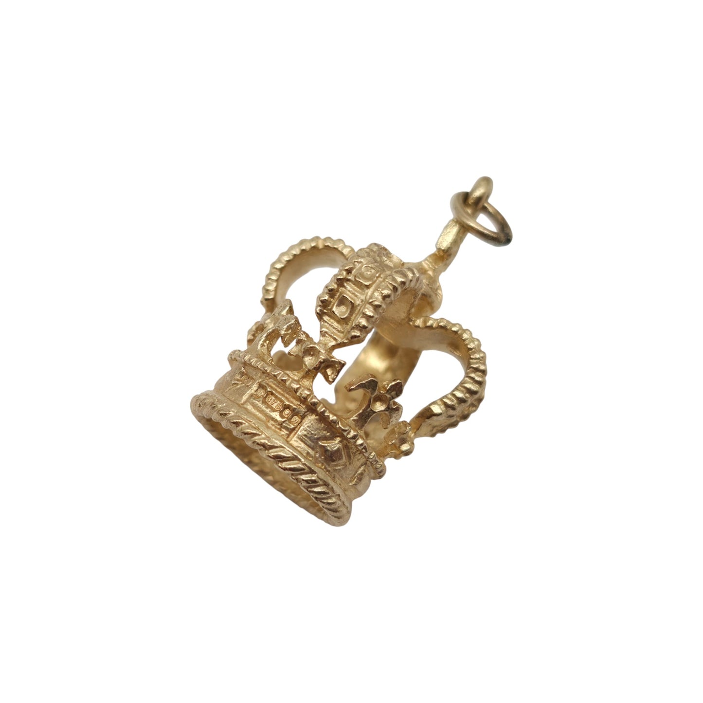 Large 9ct 375 Yellow Gold Crown Charm 1978 L 2.3 cm 6.0 g.