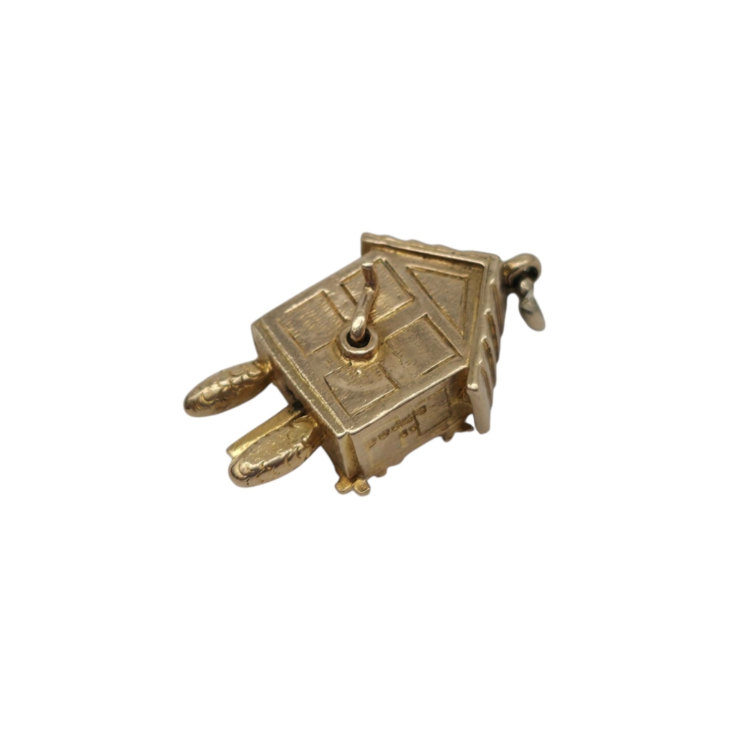 9ct 375 Yellow Gold Articulated Cuckoo Clock Charm c.1957 L 1.8 cm 4.0 g.