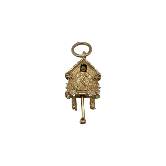 9ct 375 Yellow Gold Articulated Cuckoo Clock Charm L 2.0 cm 3.6 g.