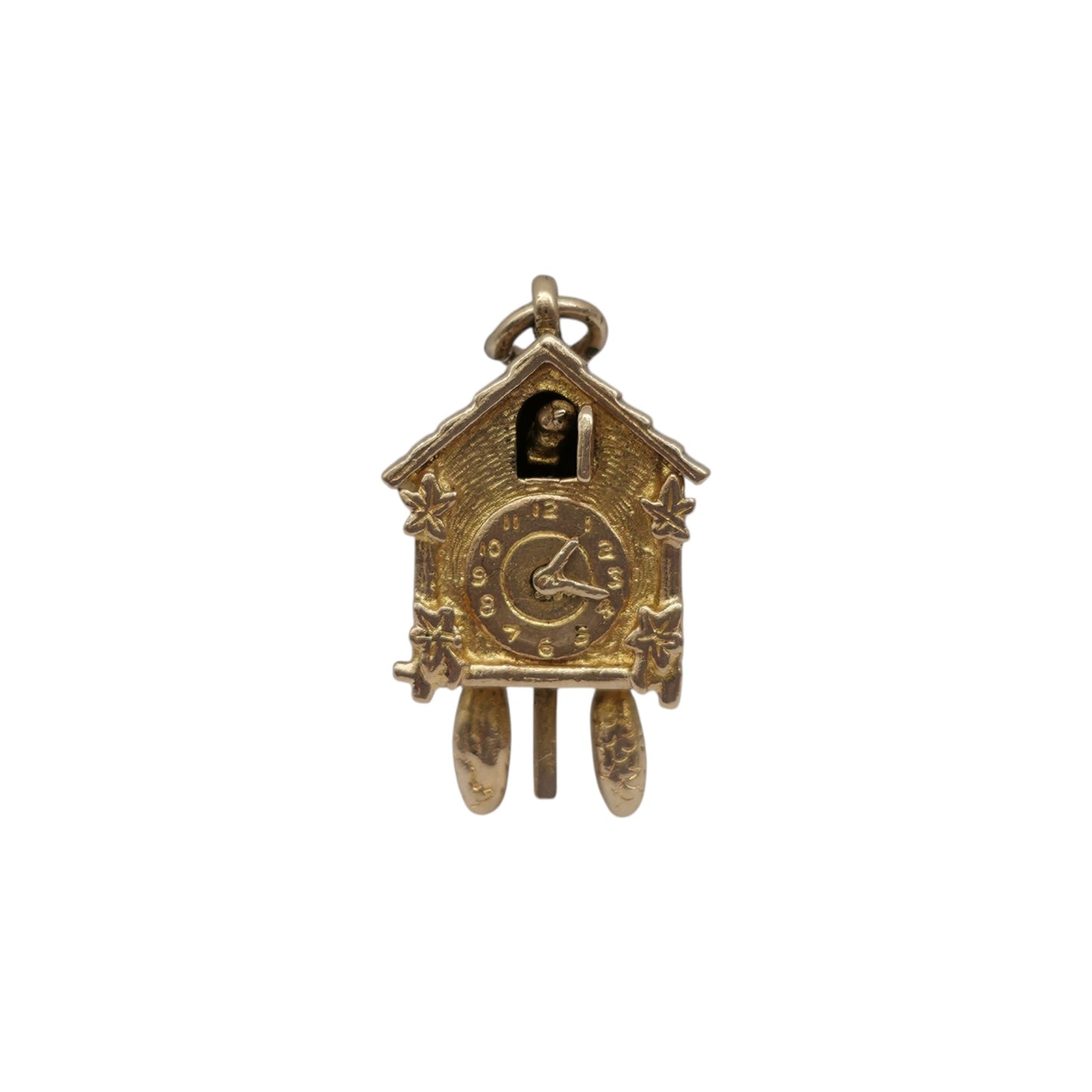 9ct 375 Yellow Gold Articulated Cuckoo Clock Charm c.1957 L 1.8 cm 4.0 g.