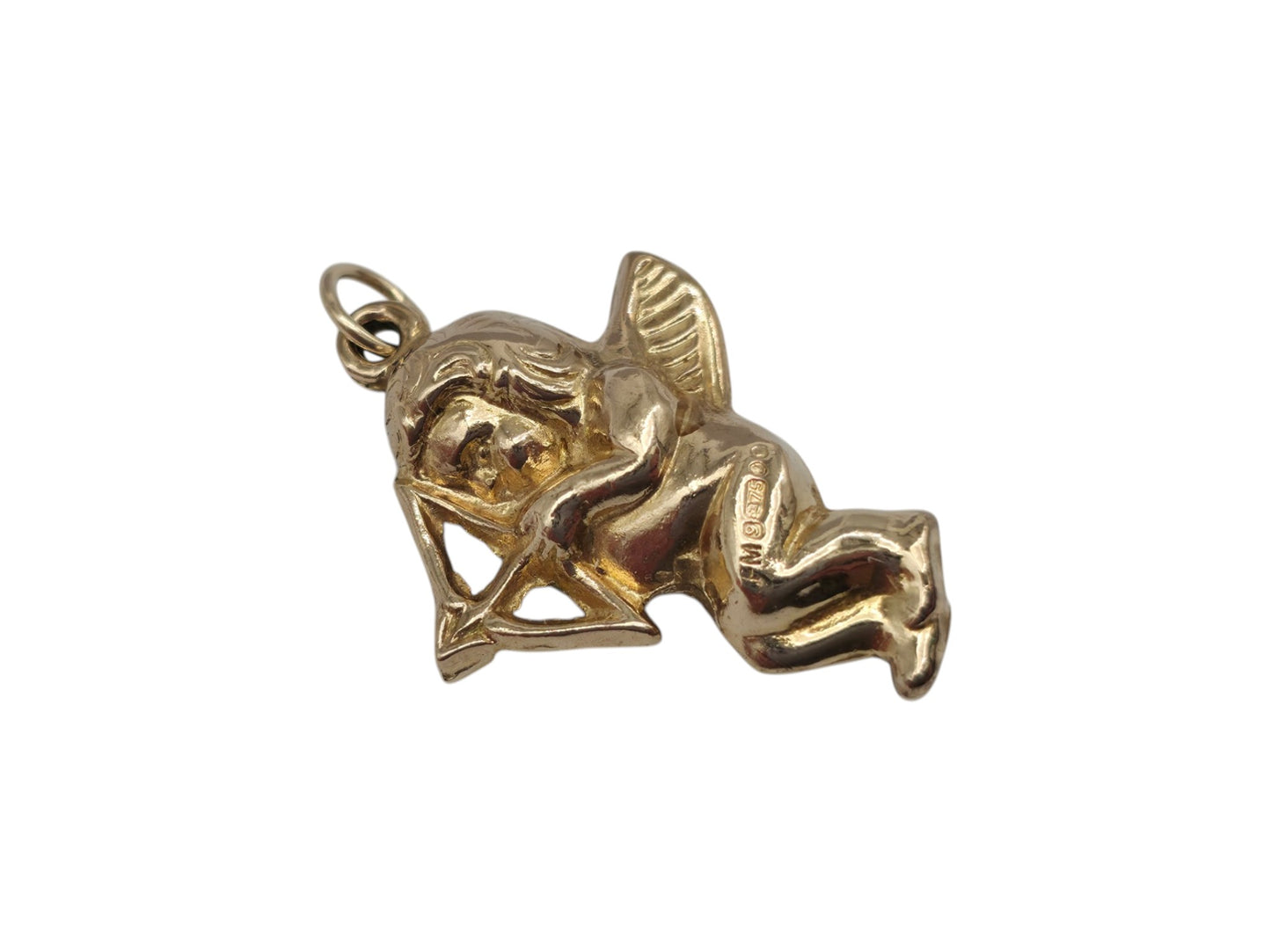 9ct 375 Yellow Gold Cupid Charm 1966 L 2.1 cm 1.5 g.