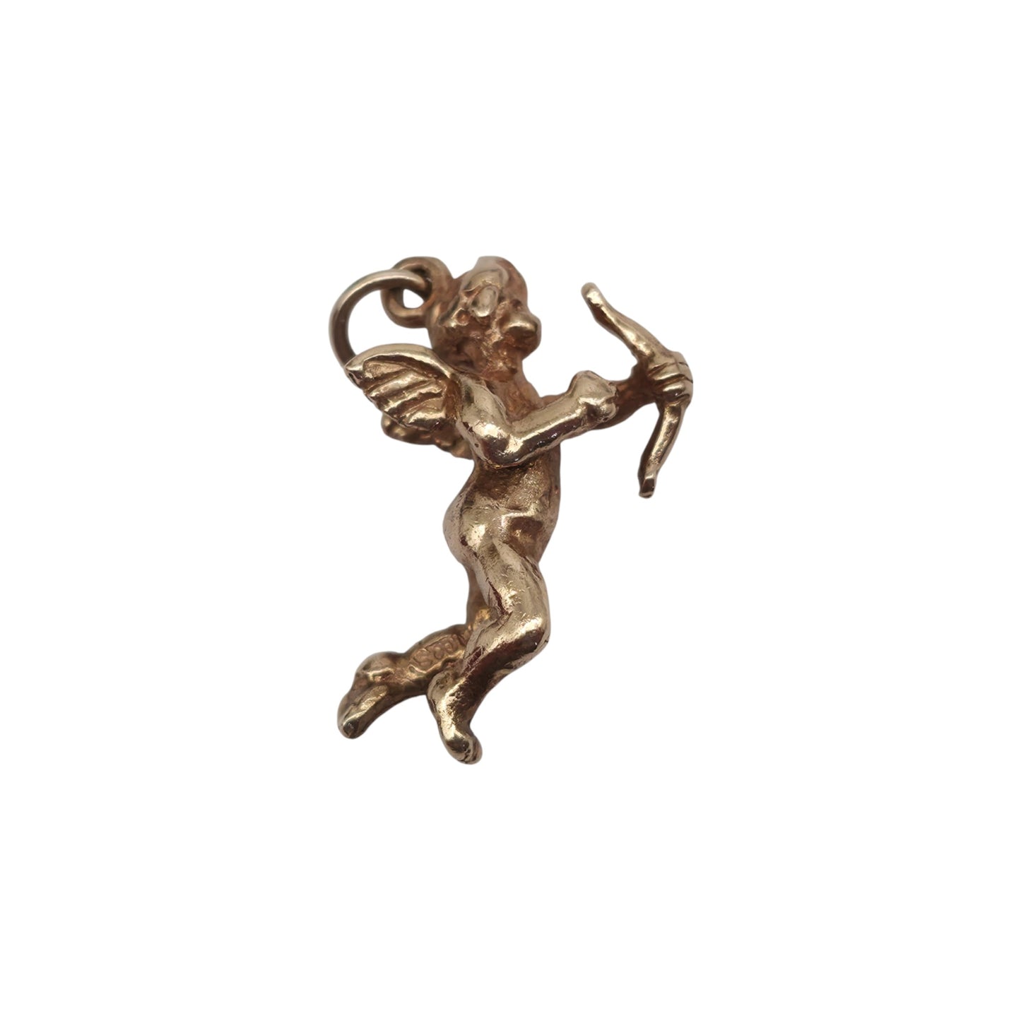 9ct 375 Yellow Gold Cupid Charm 1972 L 1.9 cm 3.0 g.