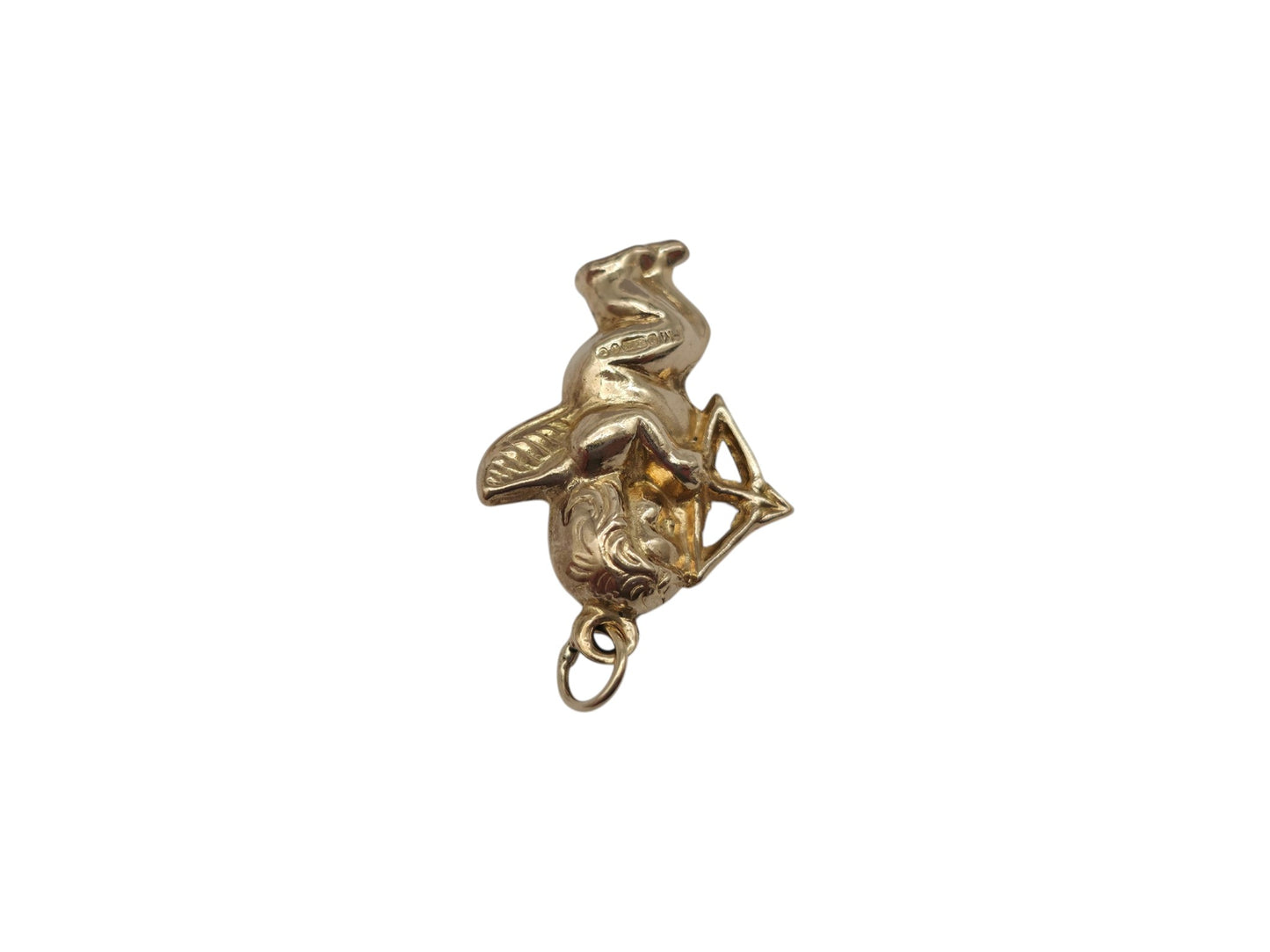 9ct 375 Yellow Gold Cupid Charm 1966 L 2.1 cm 1.5 g.