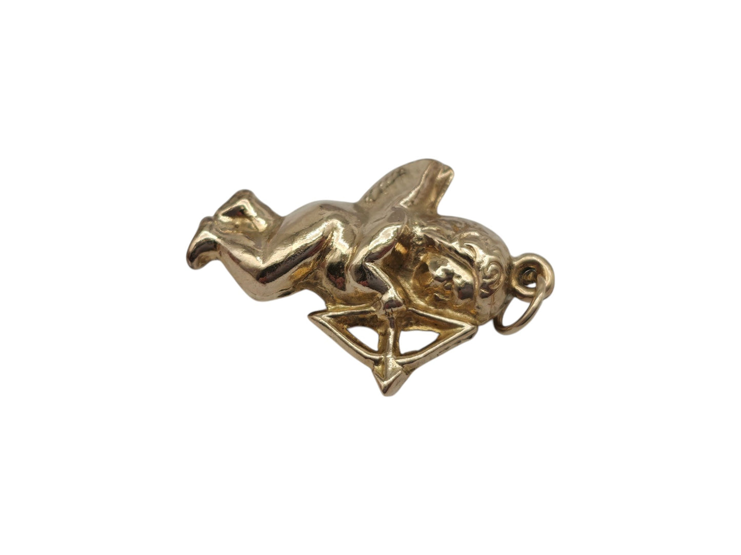 9ct 375 Yellow Gold Cupid Charm 1966 L 2.1 cm 1.5 g.