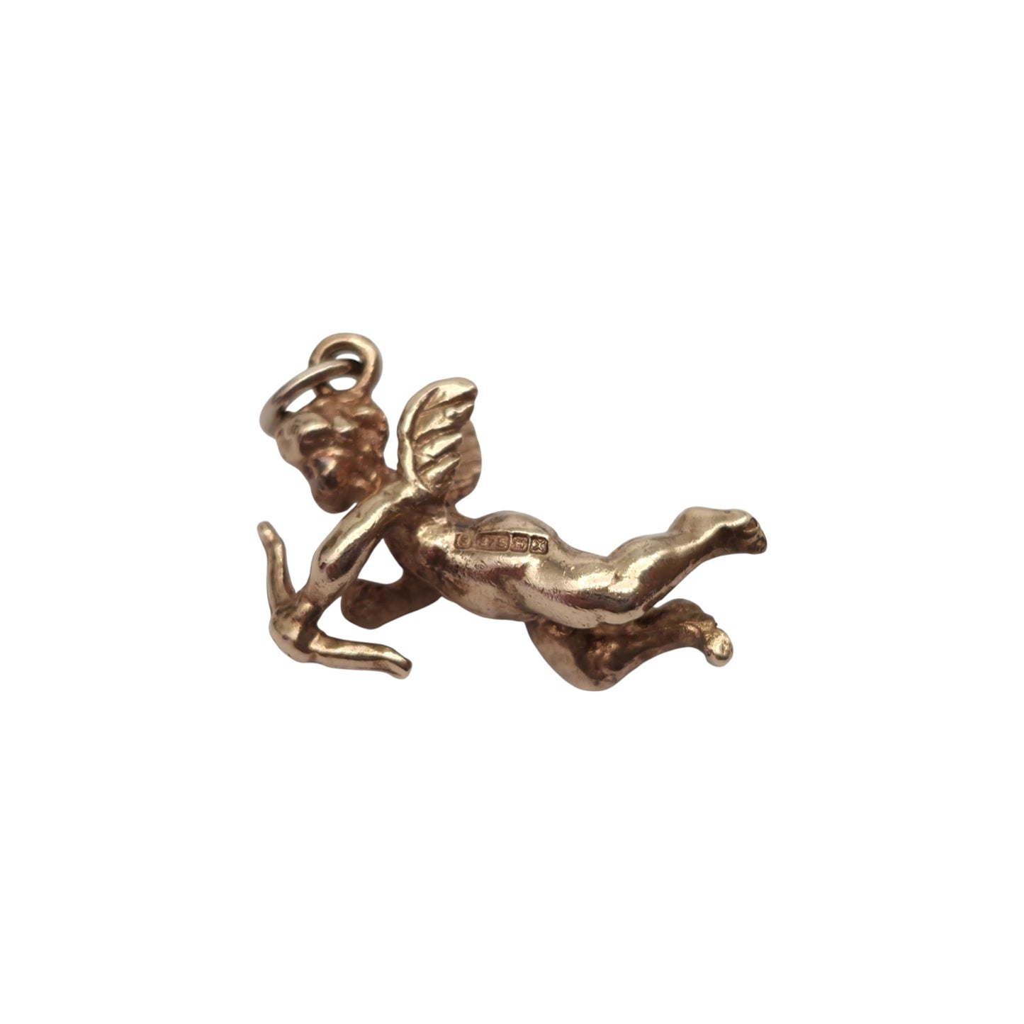 9ct 375 Yellow Gold Cupid Charm 1972 L 1.9 cm 3.0 g.