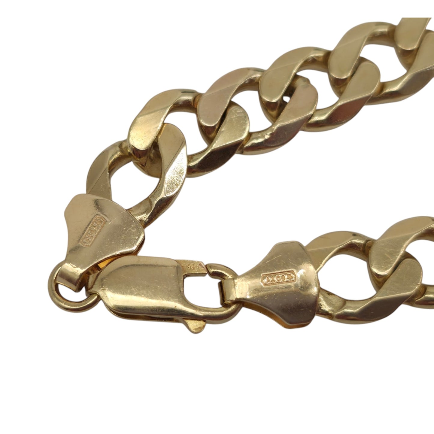 Solid 9ct 375 Yellow Gold Curb Link Bracelet L 19.9 cm 19.7 g.