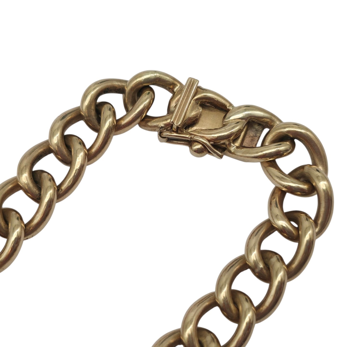 Heavy Solid 9ct 375 Yellow Gold Curb Link Bracelet 1967 L 19.2 cm 37.1 g.