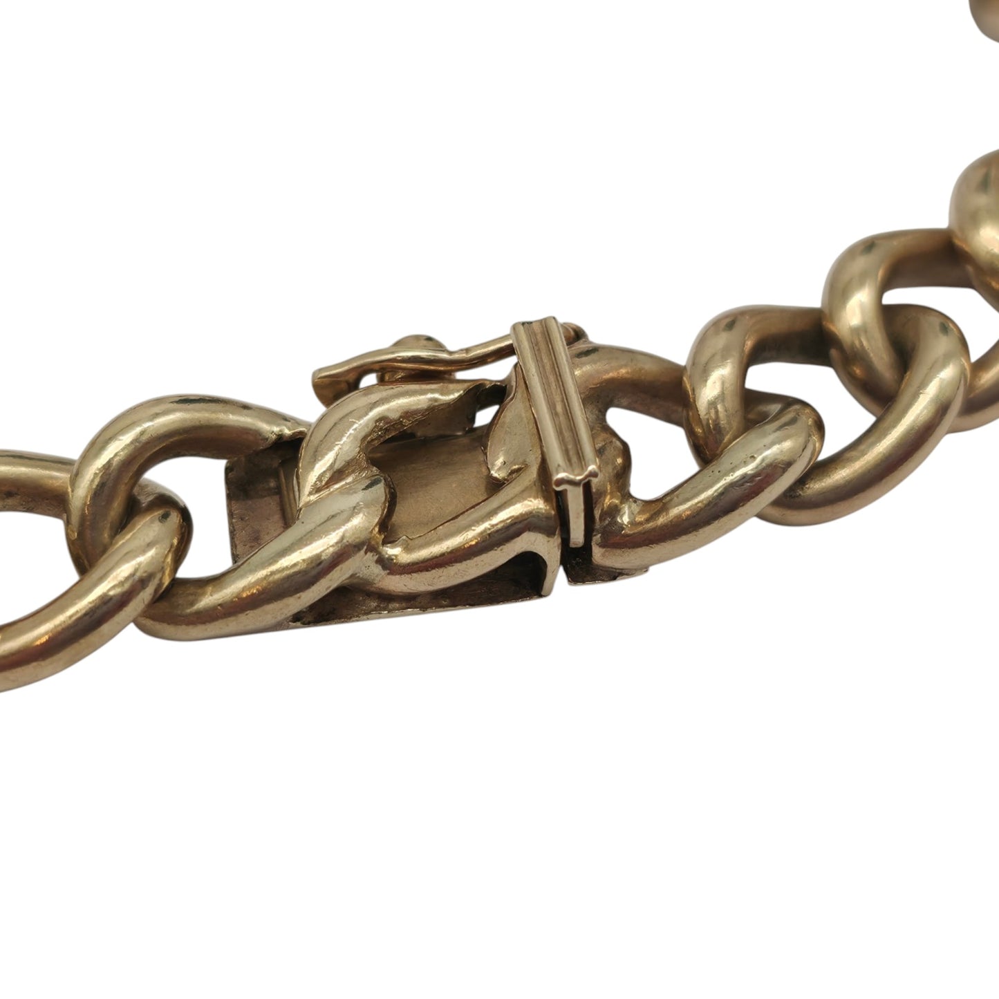 Heavy Solid 9ct 375 Yellow Gold Curb Link Bracelet 1967 L 19.2 cm 37.1 g.