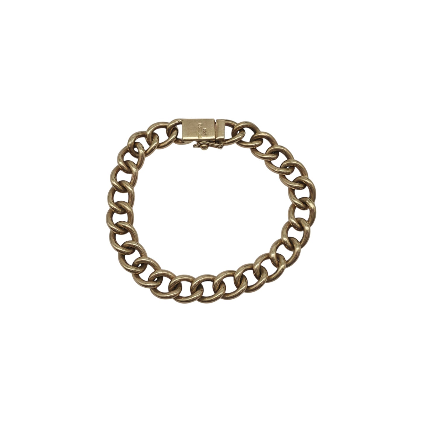 Heavy Solid 9ct 375 Yellow Gold Curb Link Bracelet 1967 L 19.2 cm 37.1 g.