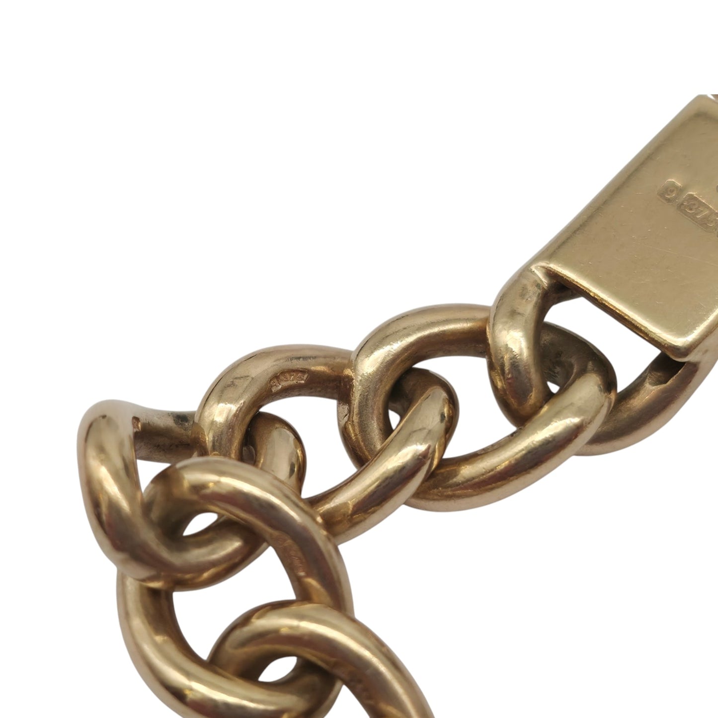 Heavy Solid 9ct 375 Yellow Gold Curb Link Bracelet 1967 L 19.2 cm 37.1 g.
