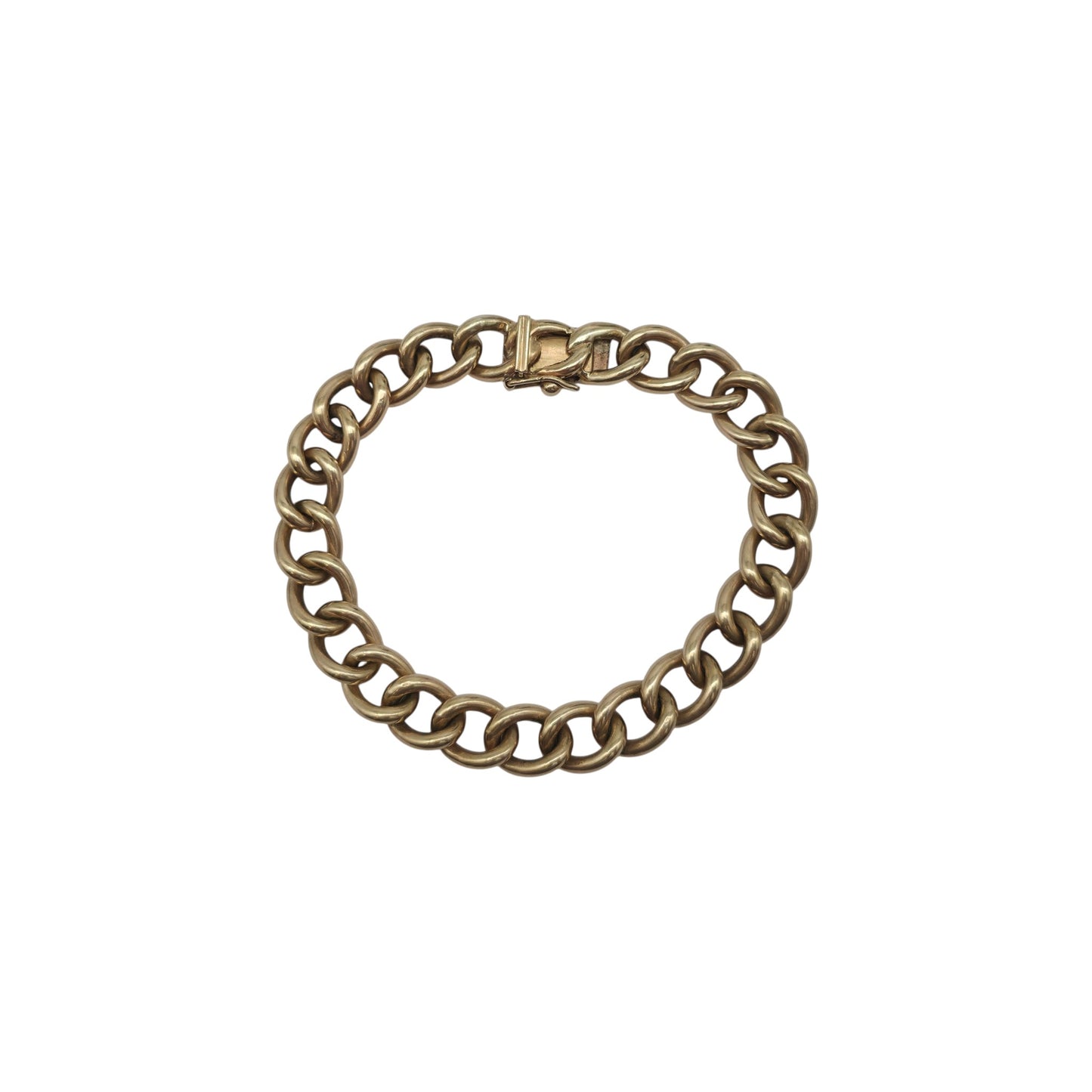 Heavy Solid 9ct 375 Yellow Gold Curb Link Bracelet 1967 L 19.2 cm 37.1 g.