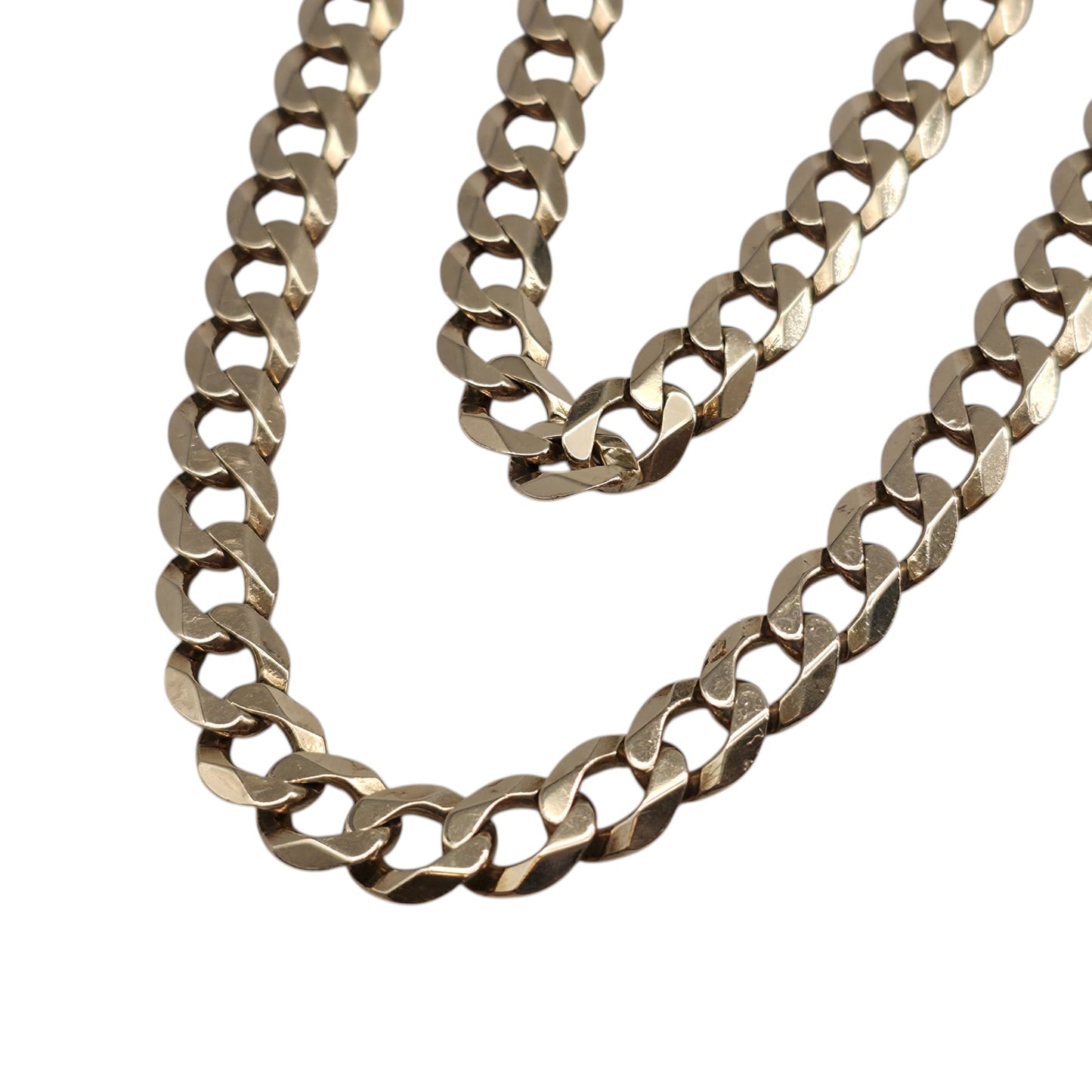 Heavy 9ct 375 Yellow Gold Curb Link Chain L 67.2 cm 50.3 g.