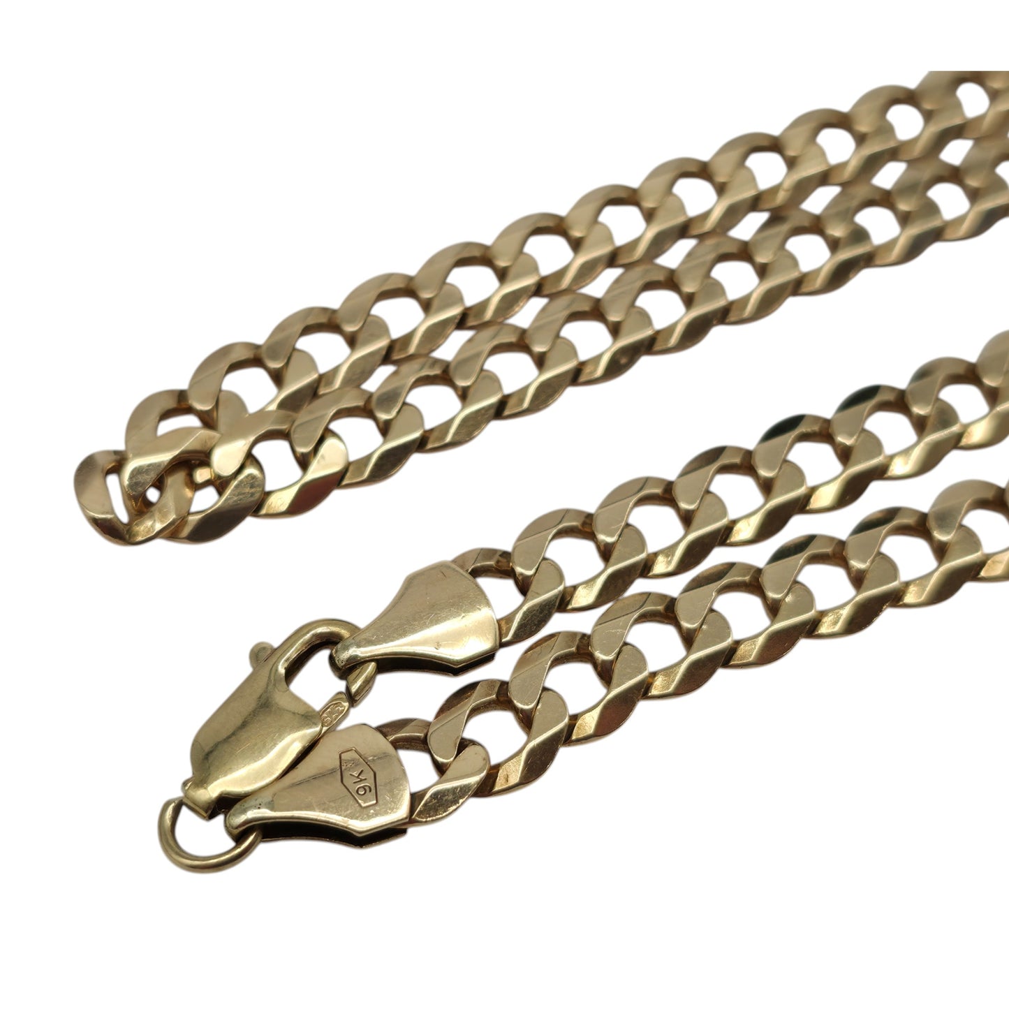 Heavy 9ct 375 Yellow Gold Curb Link Chain L 67.2 cm 50.3 g.