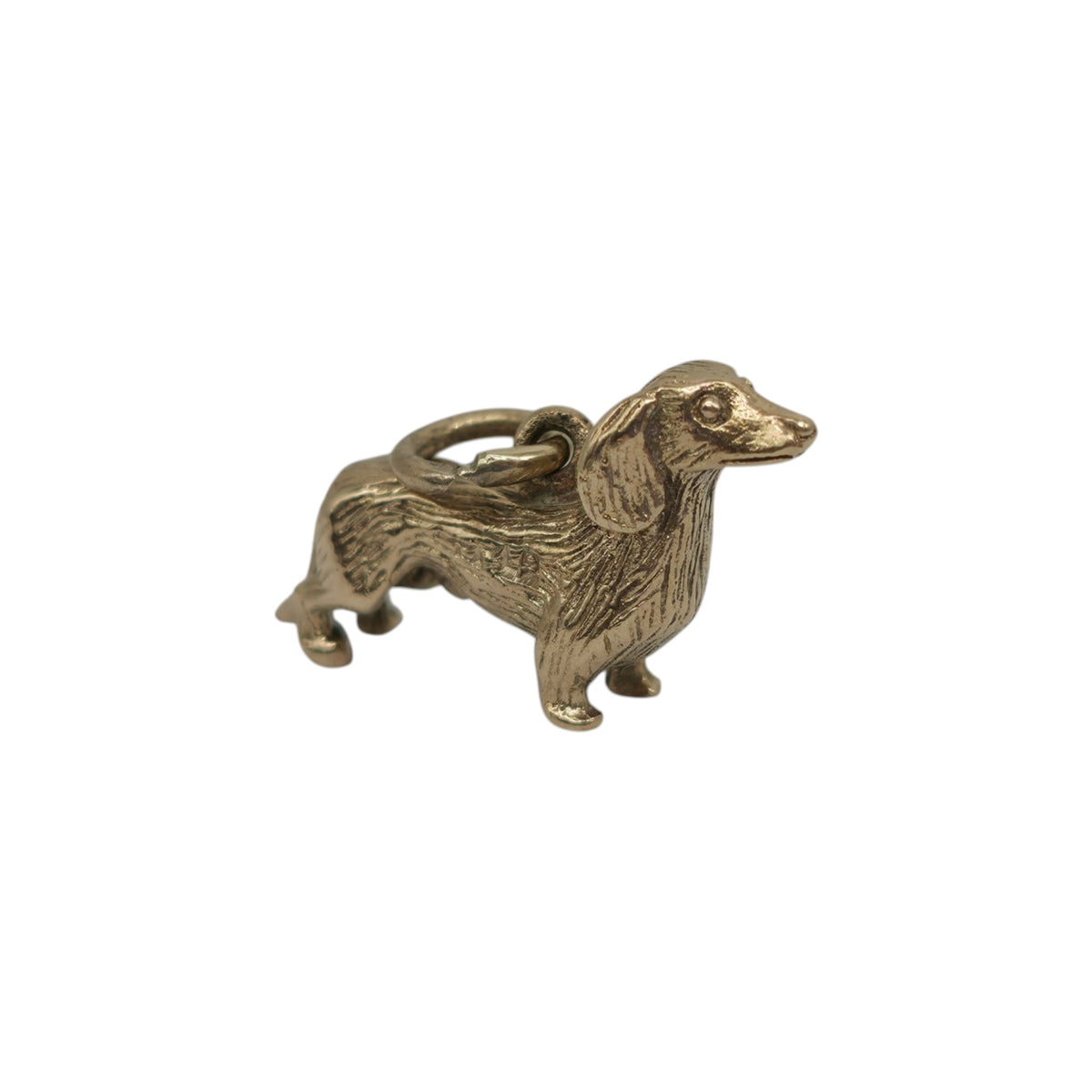 9ct 375 Yellow Gold Dachshund Charm 1968 L 1.9 cm 2.5 g.