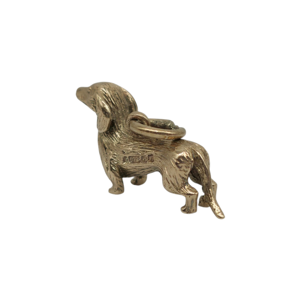 9ct 375 Yellow Gold Dachshund Charm 1968 L 1.9 cm 2.5 g.