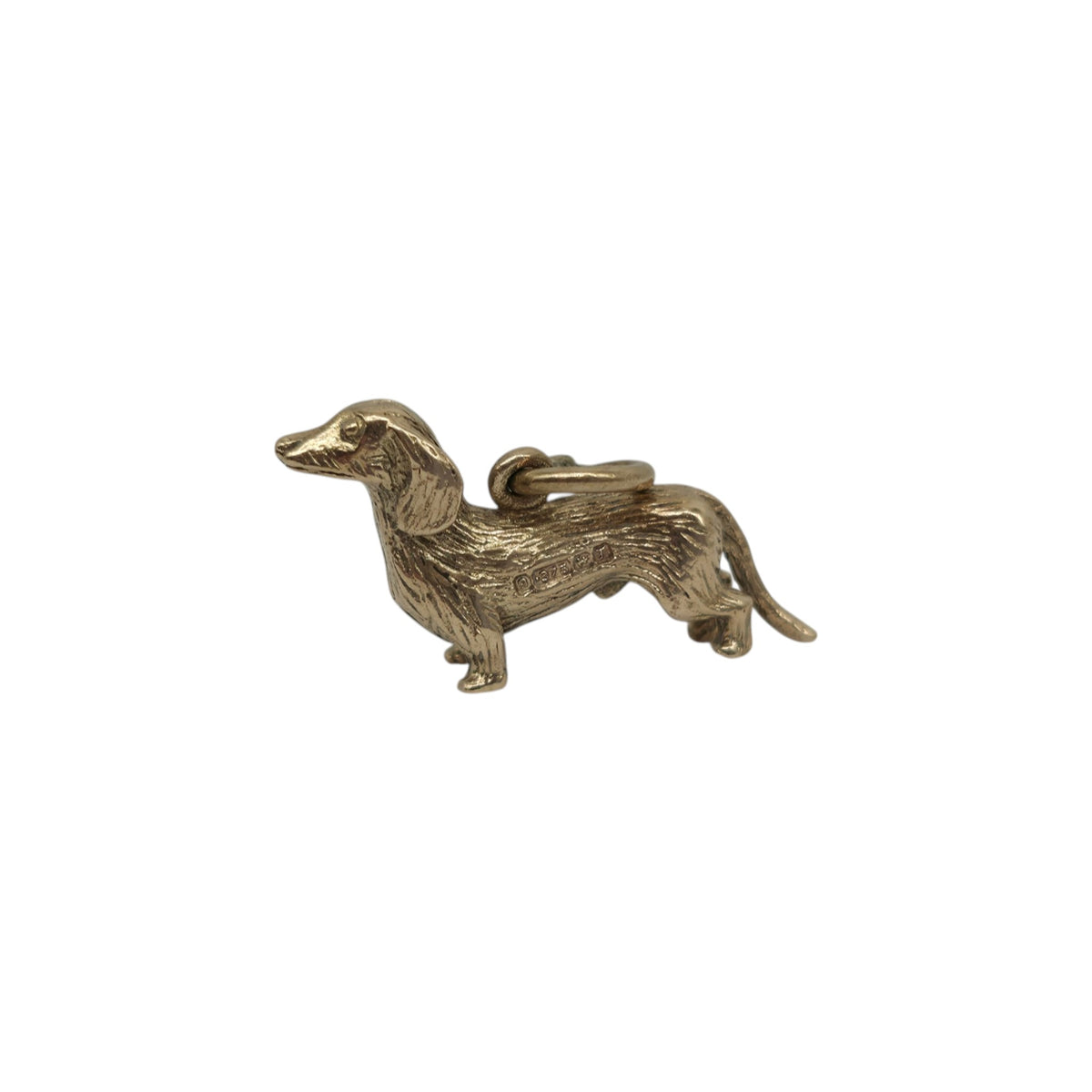 9ct 375 Yellow Gold Dachshund Charm 1968 L 1.9 cm 2.5 g.