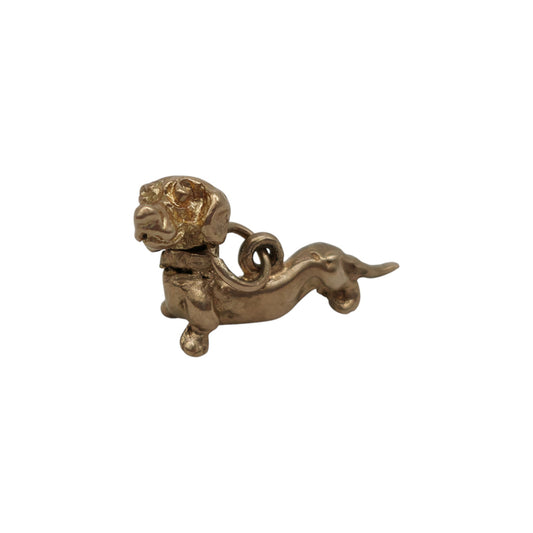 9ct 375 Yellow Gold Articulated Dachshund Dog Charm 1958 L 2.1 cm 2.8 g.