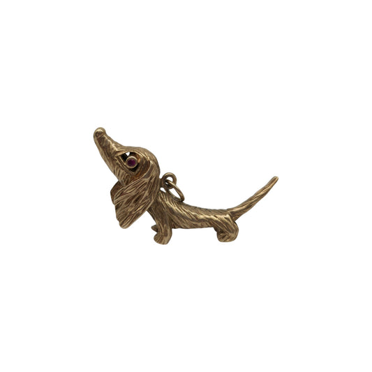 Unusual 9ct 375 Yellow Gold Dachshund Charm c.1960's L 3.5 cm 6.3 g.