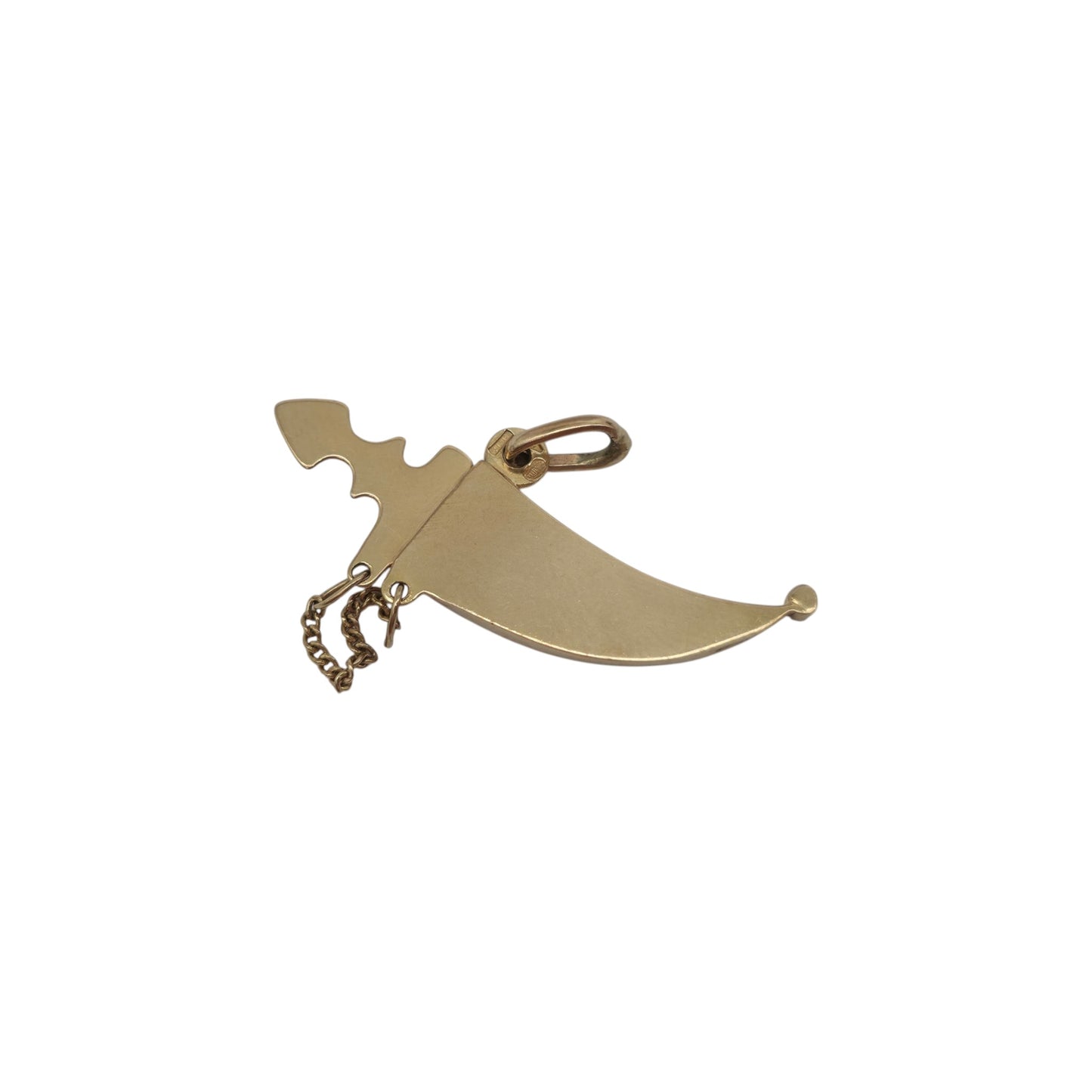 Unoaerre 9ct 375 Yellow Gold Dagger In Sheath Opening Charm L 3.1 cm 2.6 g.
