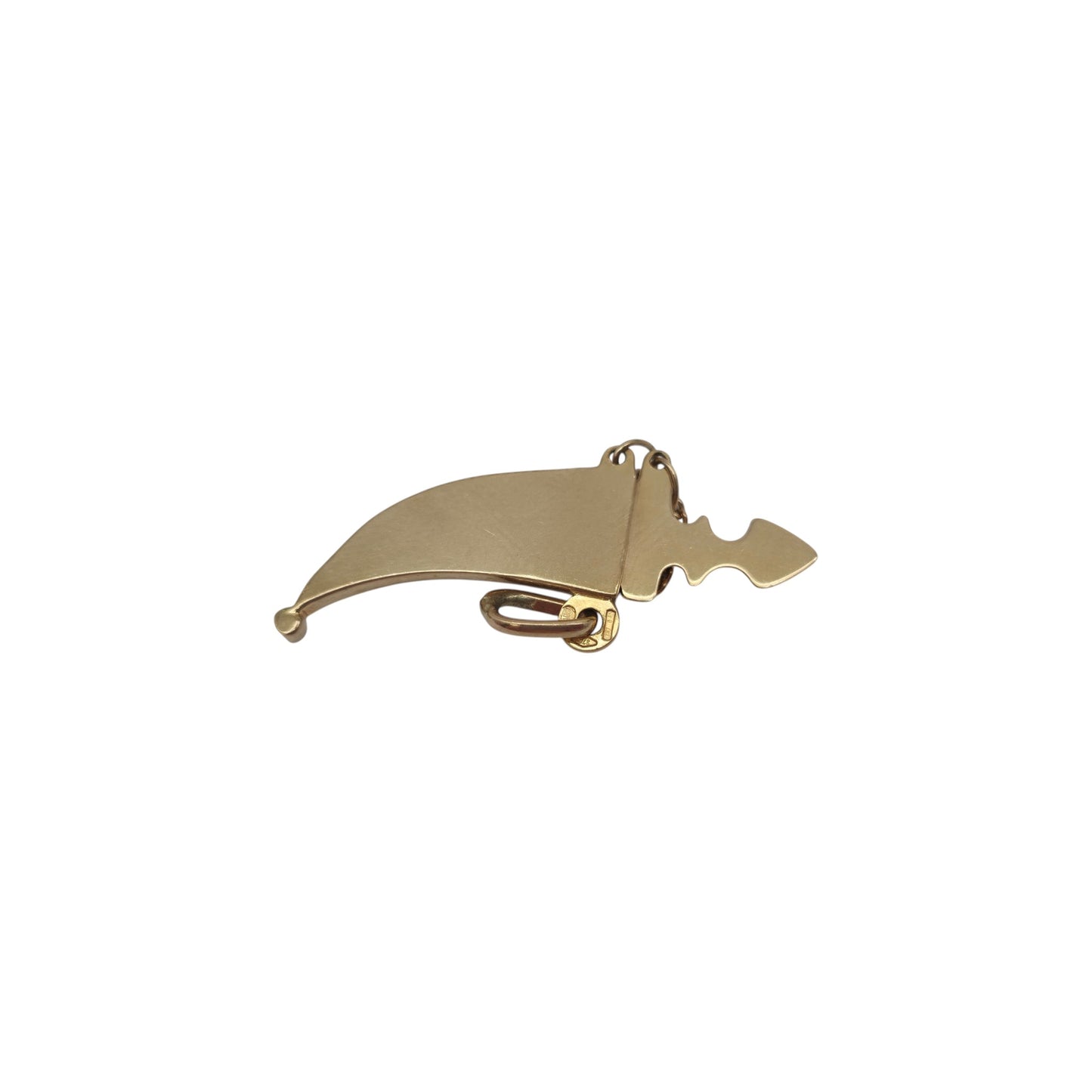 Unoaerre 9ct 375 Yellow Gold Dagger In Sheath Opening Charm L 3.1 cm 2.6 g.