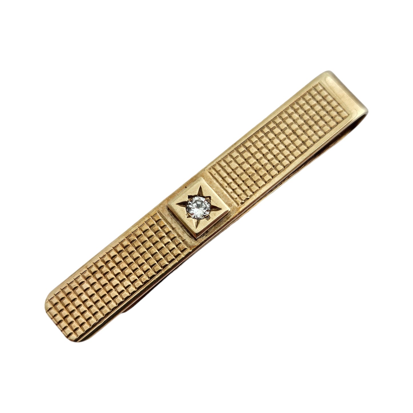 9ct 375 Yellow Gold Tie Clip with a Diamond 1984 L 4.9 cm 7.2 g