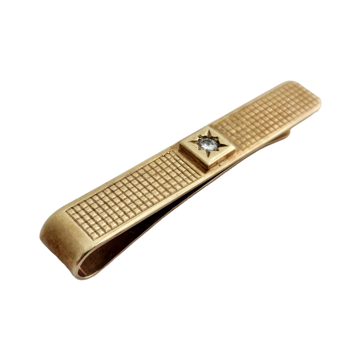 9ct 375 Yellow Gold Tie Clip with a Diamond 1984 L 4.9 cm 7.2 g