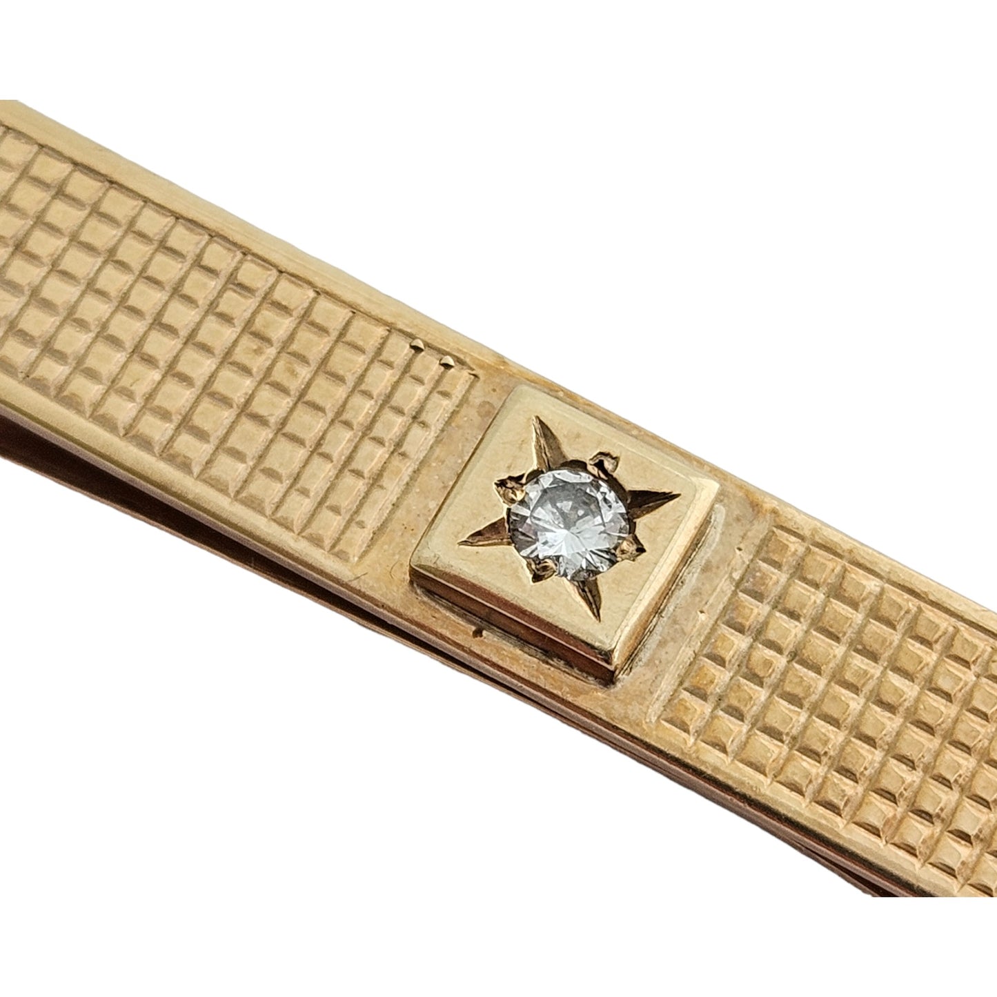 9ct 375 Yellow Gold Tie Clip with a Diamond 1984 L 4.9 cm 7.2 g