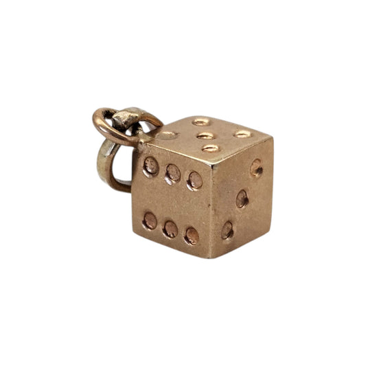 9ct Yellow Gold Dice Lucky Charm L 5 mm 1.0 g.