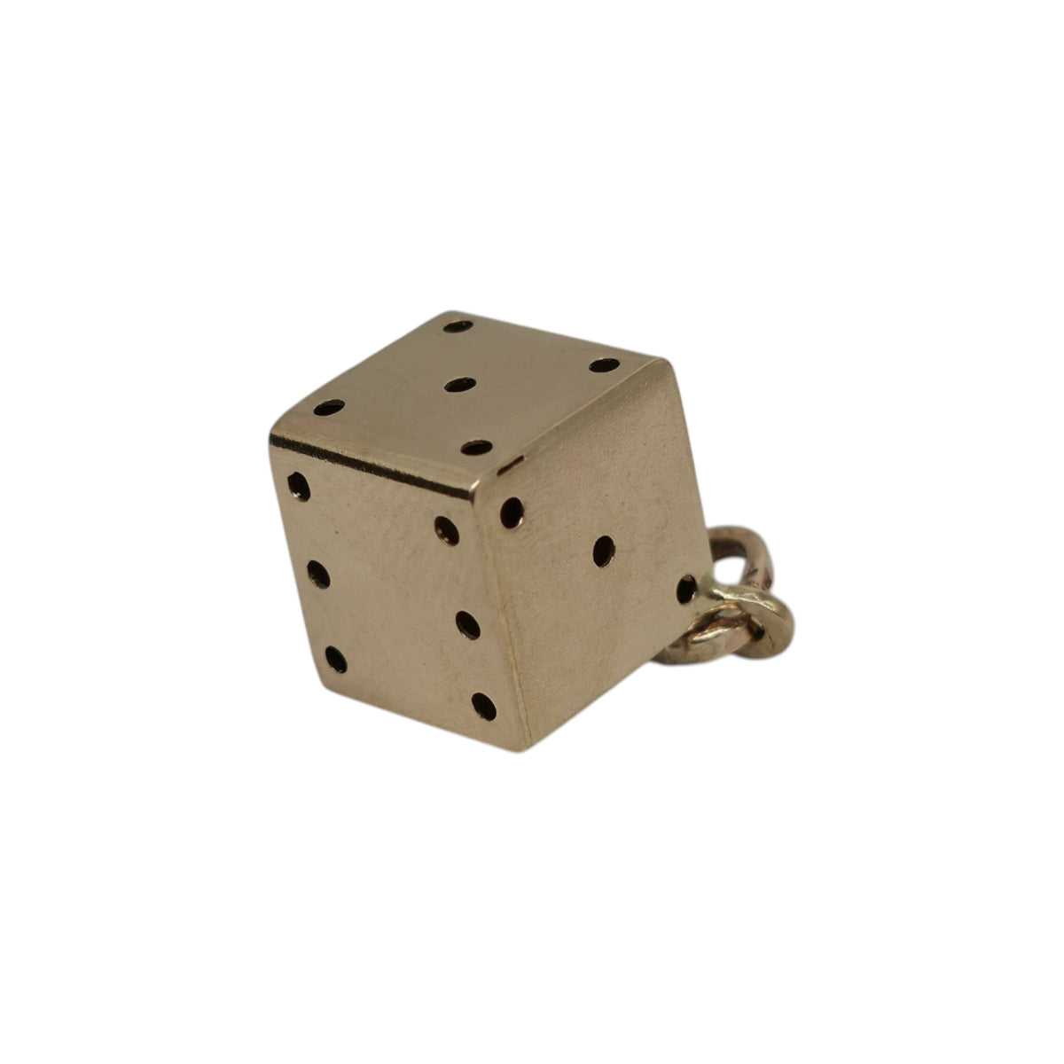 9ct 375 Yellow Gold Dice Charm c.1979 L 0.9 cm 2.0 g.
