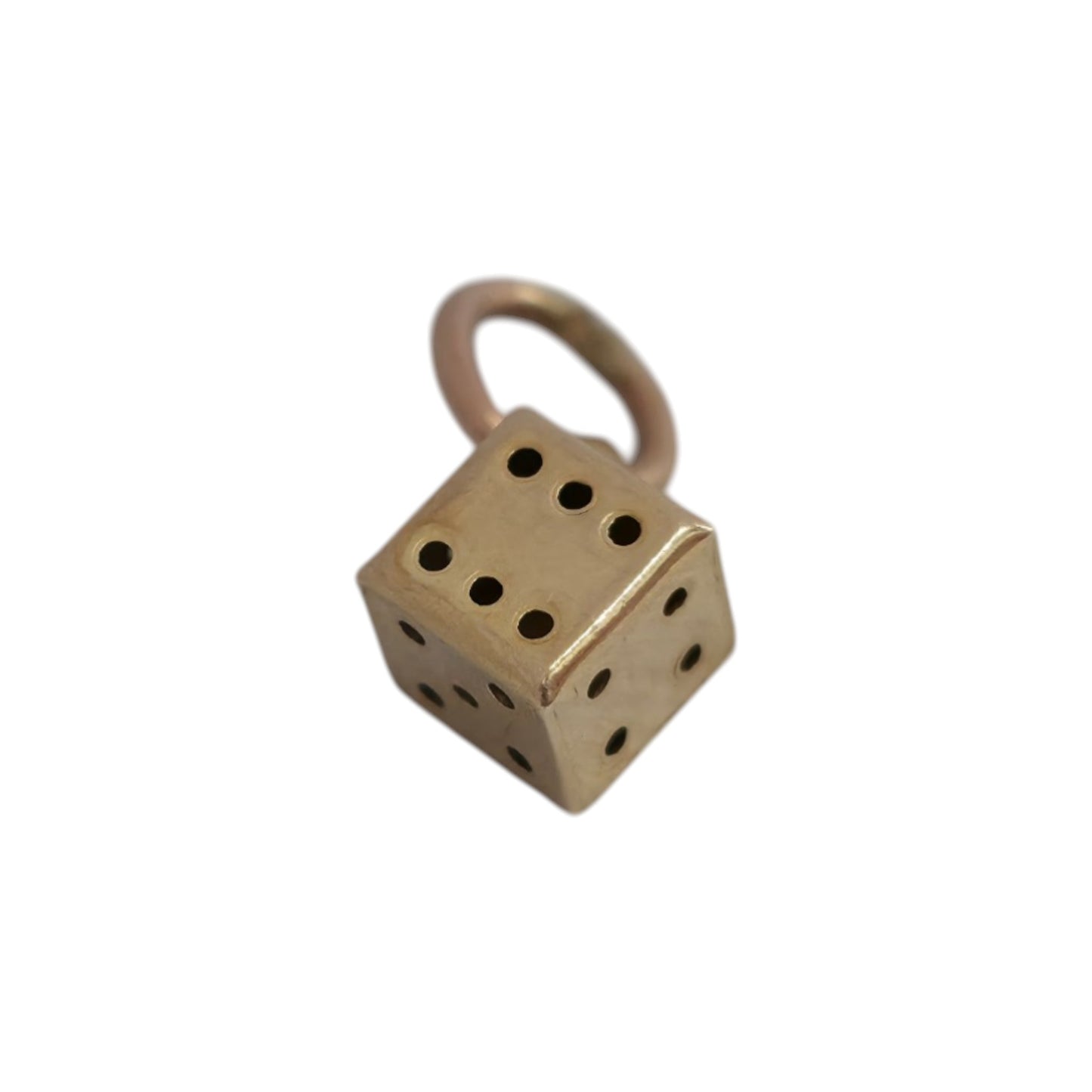 Petite 9ct Yellow Gold Dice Charm L 4 mm 0.3 g.