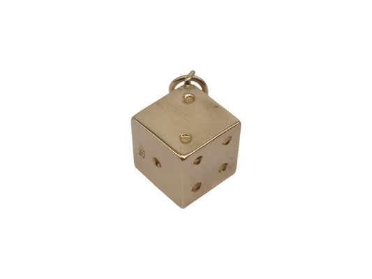 Antique 9ct Yellow Gold Dice Charm c.1900 L 0.9 cm 1.6 g.