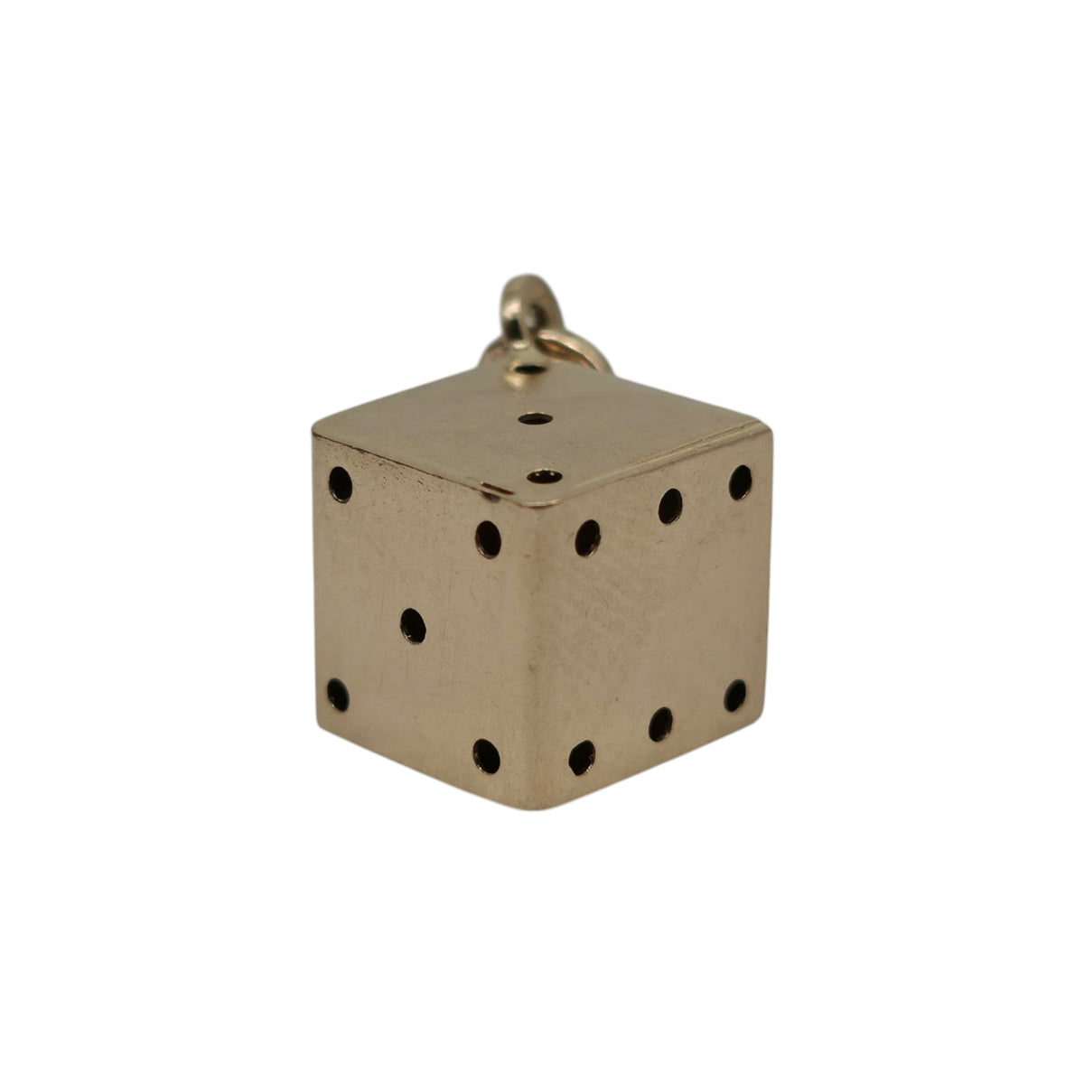 9ct 375 Yellow Gold Dice Charm c.1979 L 0.9 cm 2.0 g.