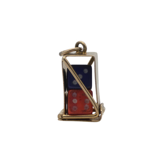 9ct 375 Yellow Gold Dice Holder Opening Charm 1977 L 1.3 cm 1.6 g.