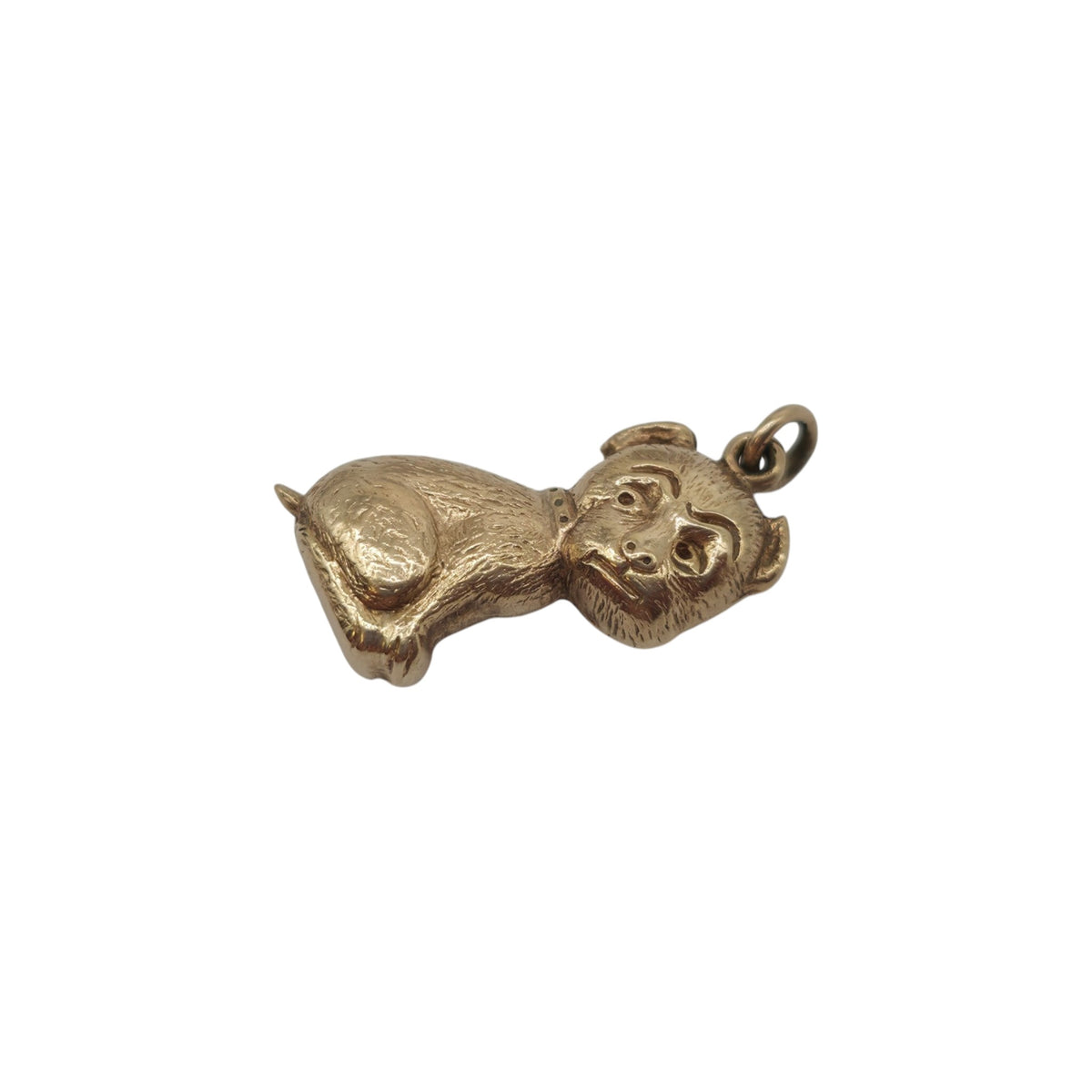 Chester 9ct 375 Yellow Gold Seated Dog Charm 1958 L 1.6 cm 0.8 g.