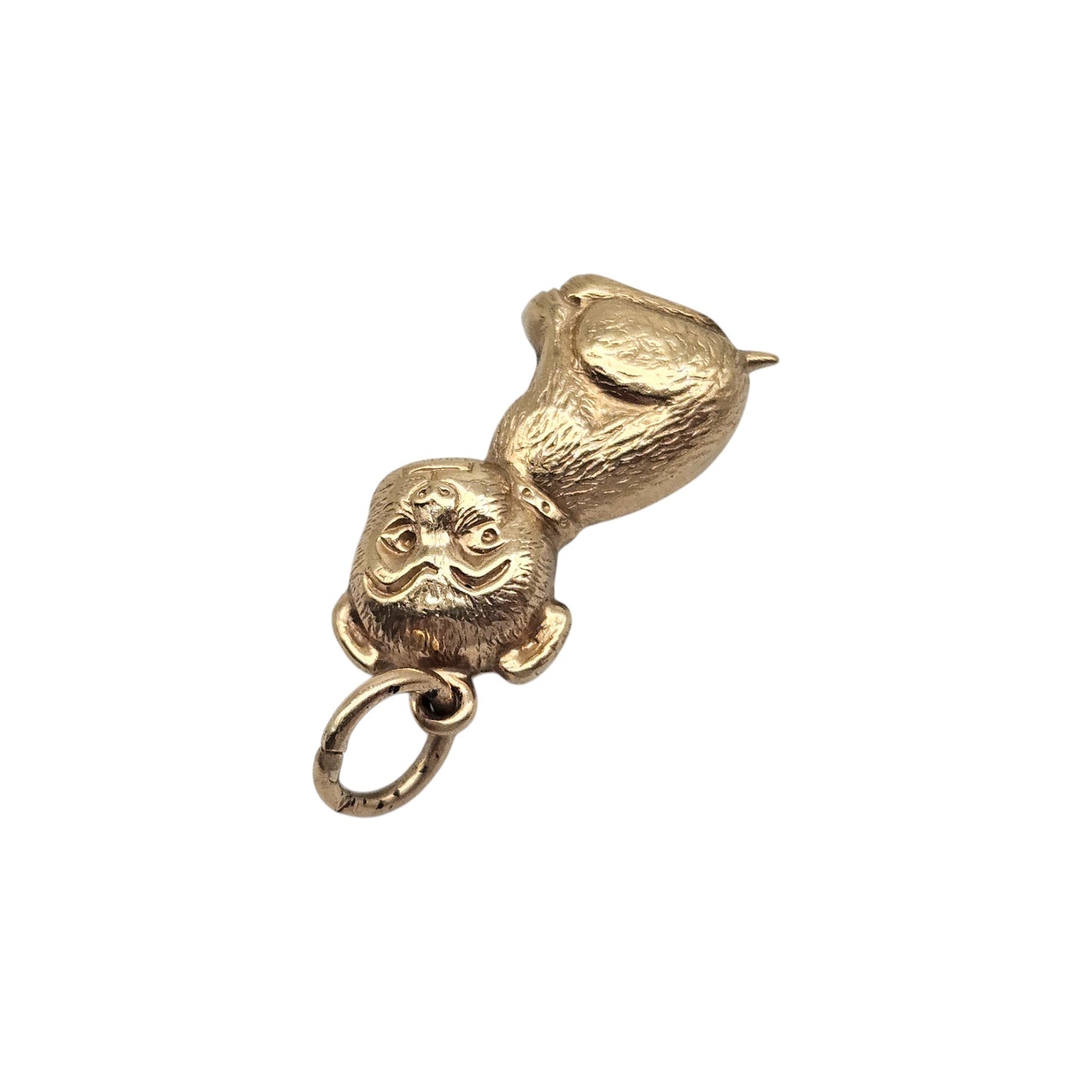 Chester 9ct 375 Yellow Gold Seated Dog Charm 1957 L 1.7 cm 0.8 g.