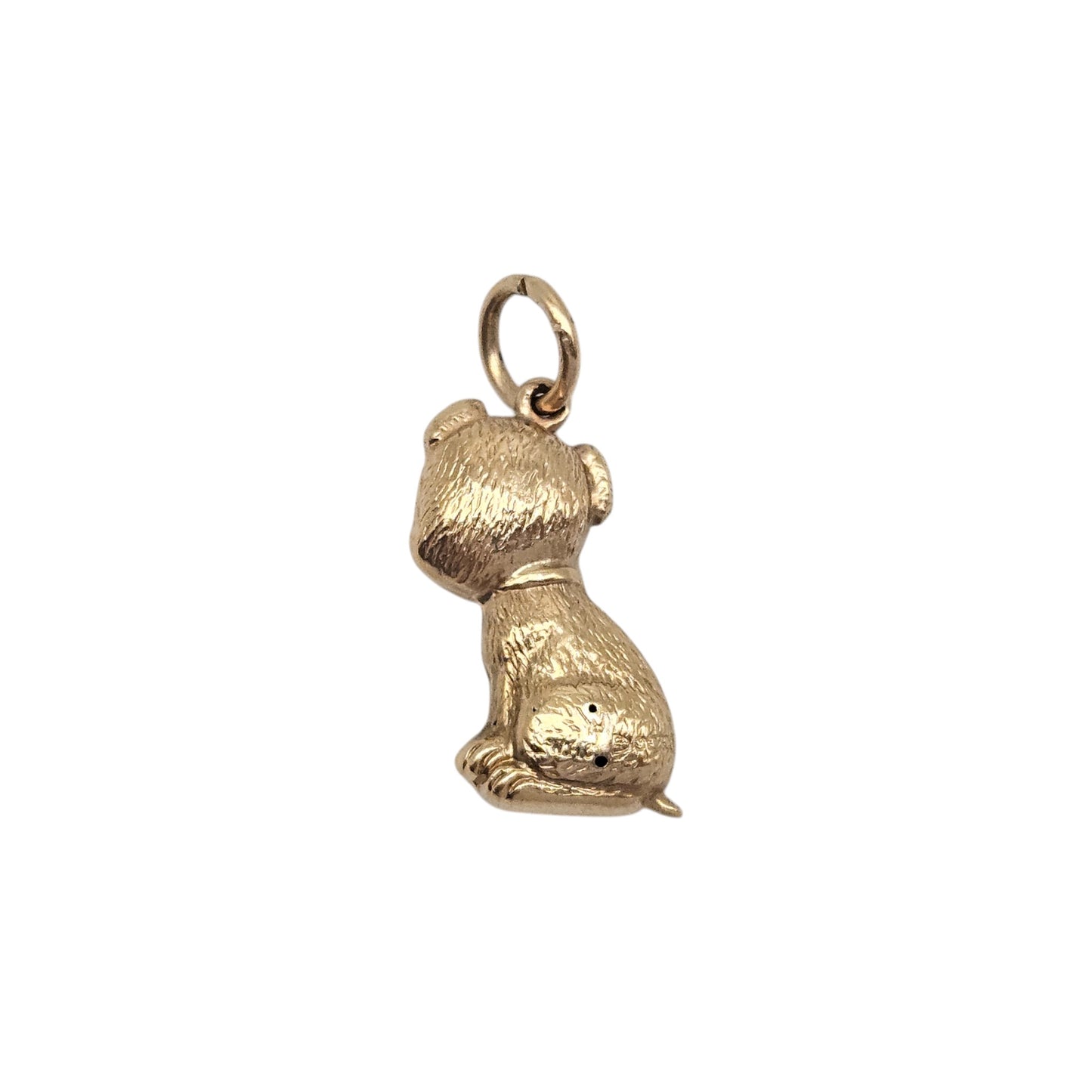 Chester 9ct 375 Yellow Gold Seated Dog Charm 1957 L 1.7 cm 0.8 g.
