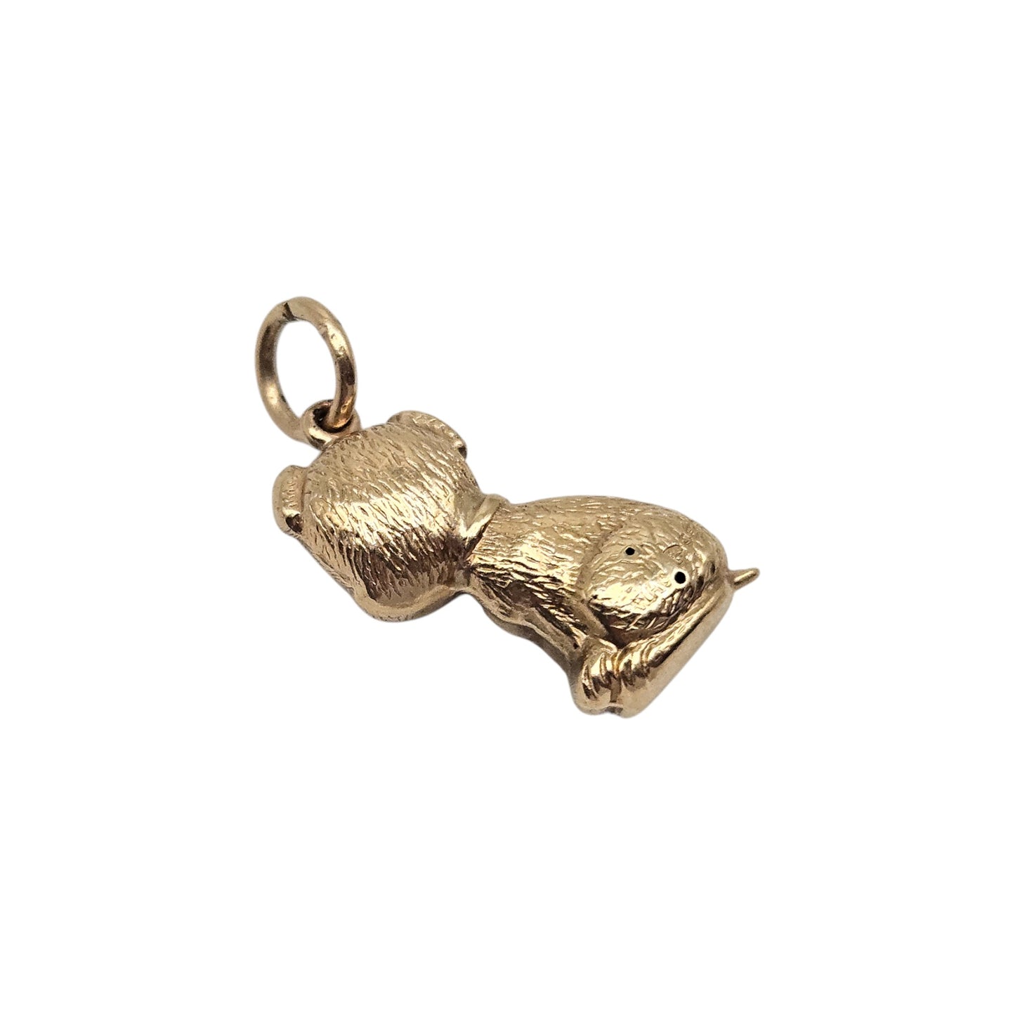 Chester 9ct 375 Yellow Gold Seated Dog Charm 1957 L 1.7 cm 0.8 g.
